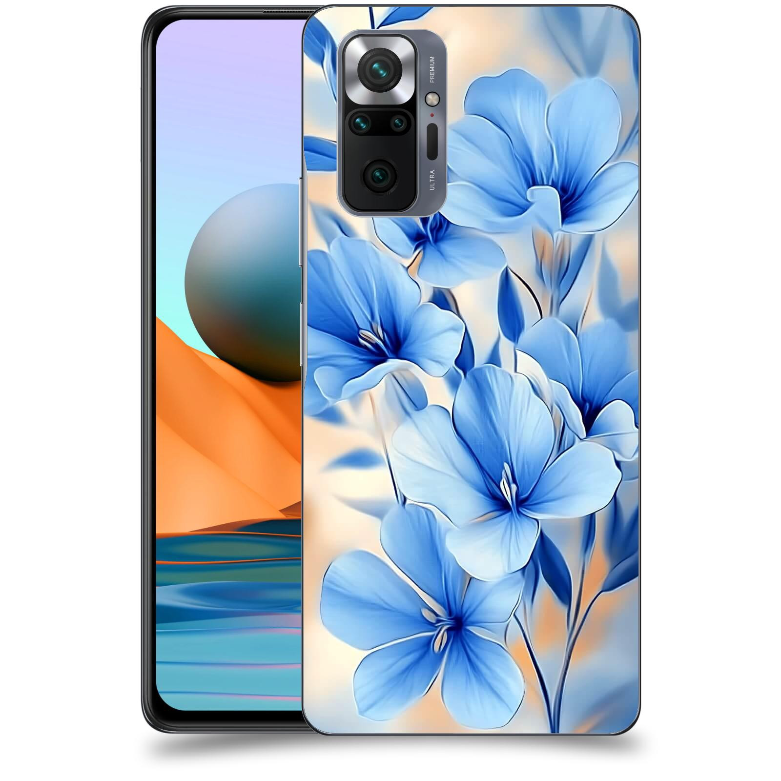 ACOVER Kryt na mobil Xiaomi Redmi Note 10 Pro - Modré květiny.