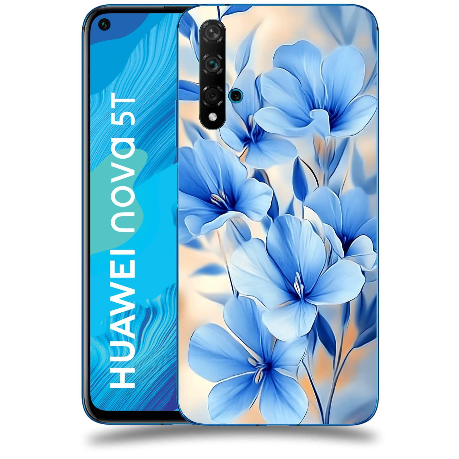 ACOVER Kryt na mobil Huawei Nova 5T - Modré květiny.