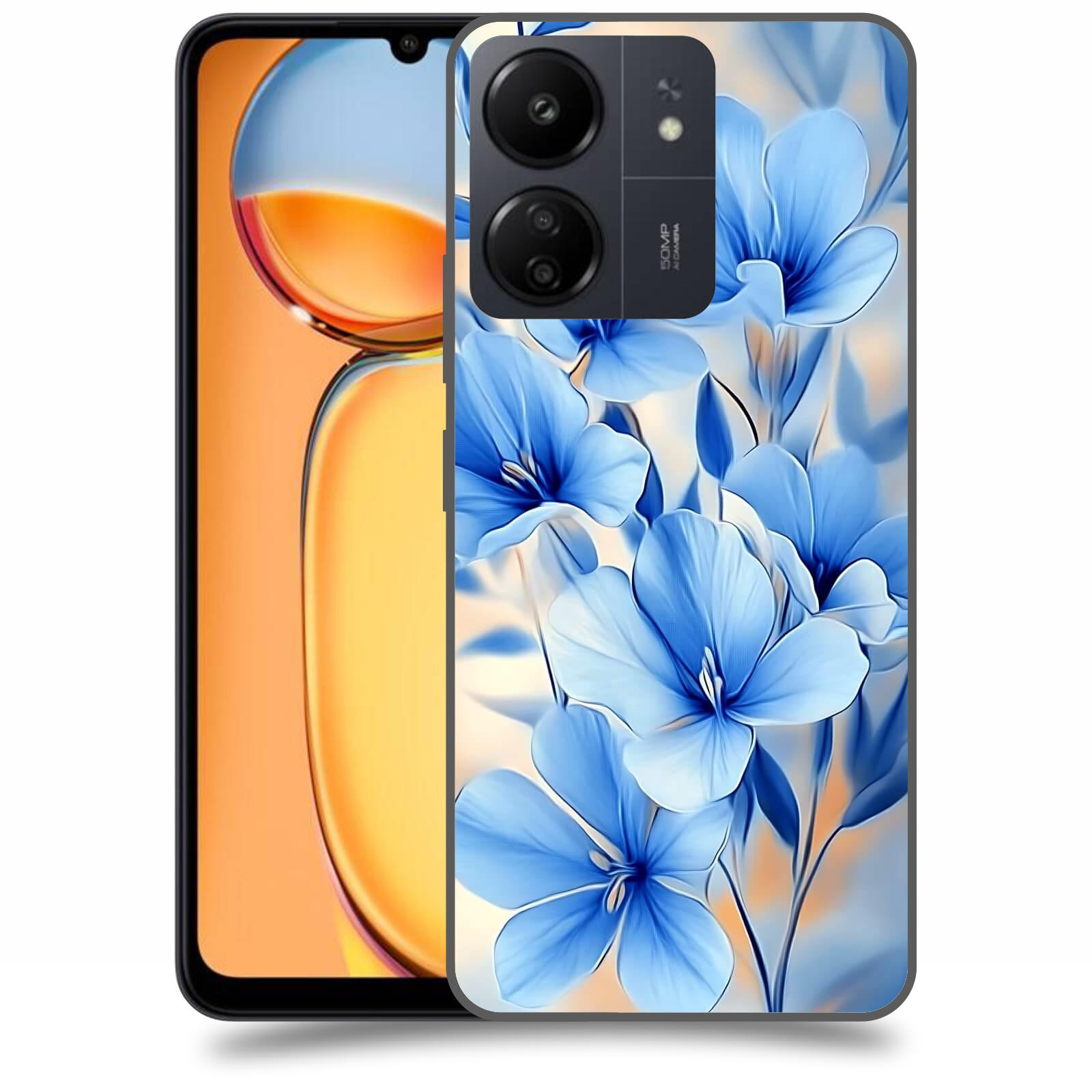 ACOVER Kryt na mobil Xiaomi Redmi 13C 4G  Modré květiny.