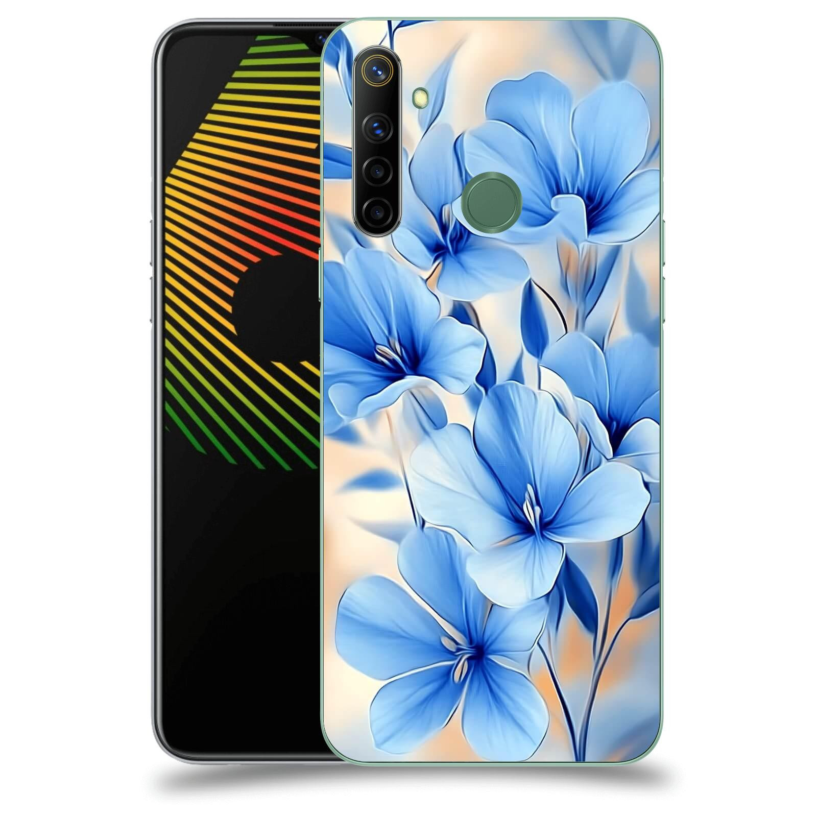 ACOVER Kryt na mobil Realme 6i - Modré květiny.