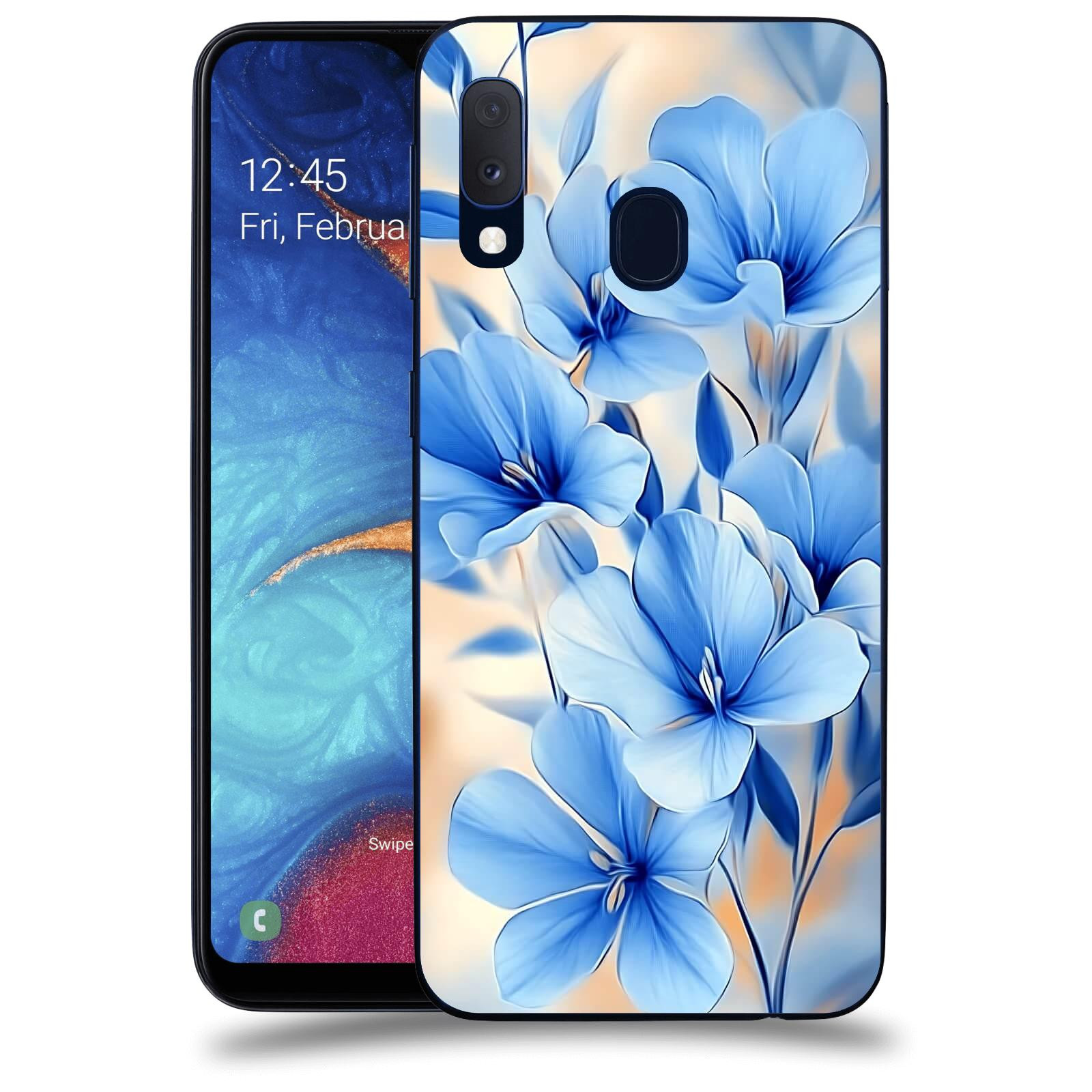 ACOVER Kryt na mobil Samsung Galaxy A20e A202F - Modré květiny.