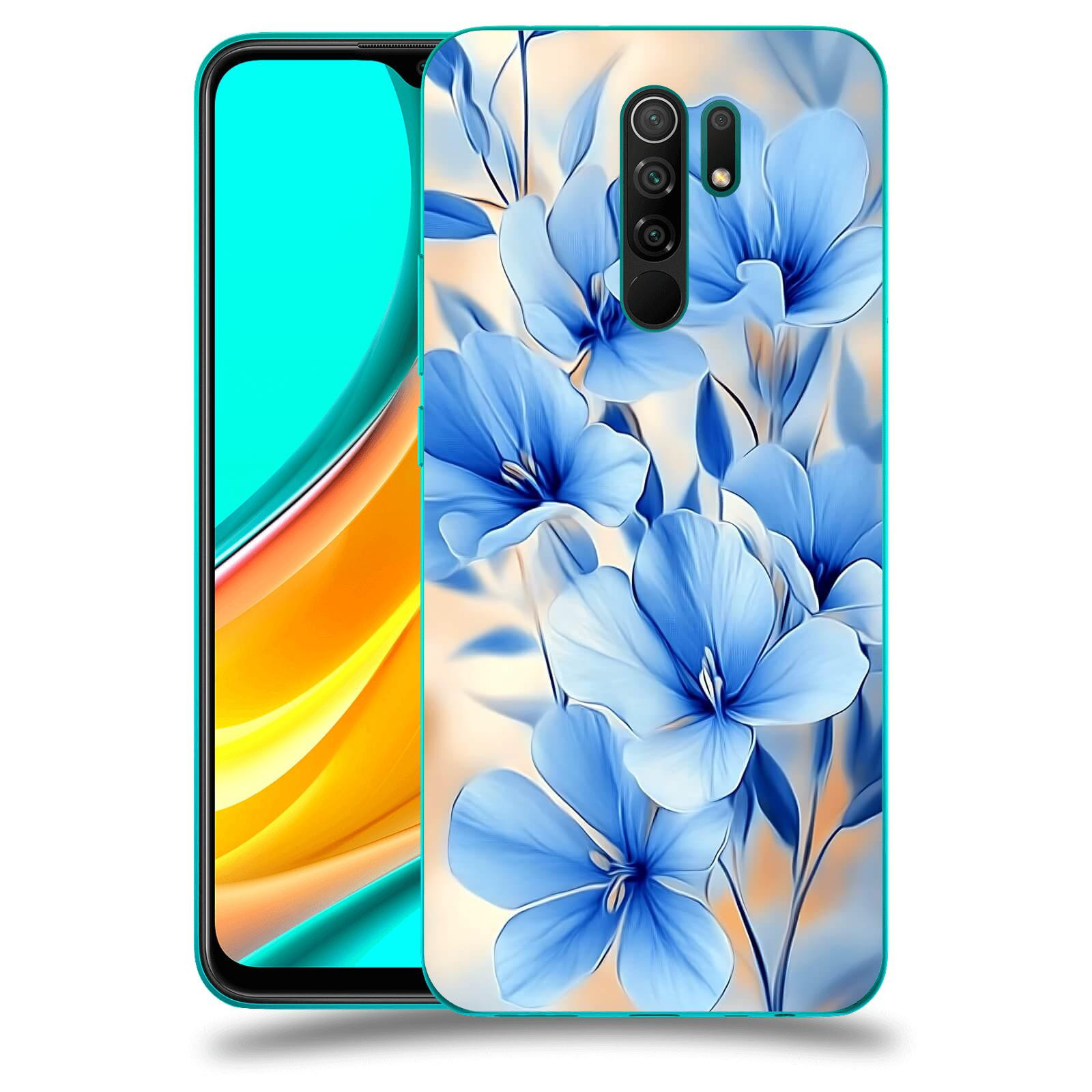 ACOVER Kryt na mobil Xiaomi Mi 9 - Modré květiny.