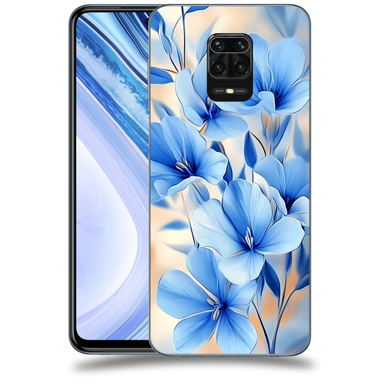ACOVER Kryt na mobil Xiaomi Redmi Note 9 Pro - Modré květiny.