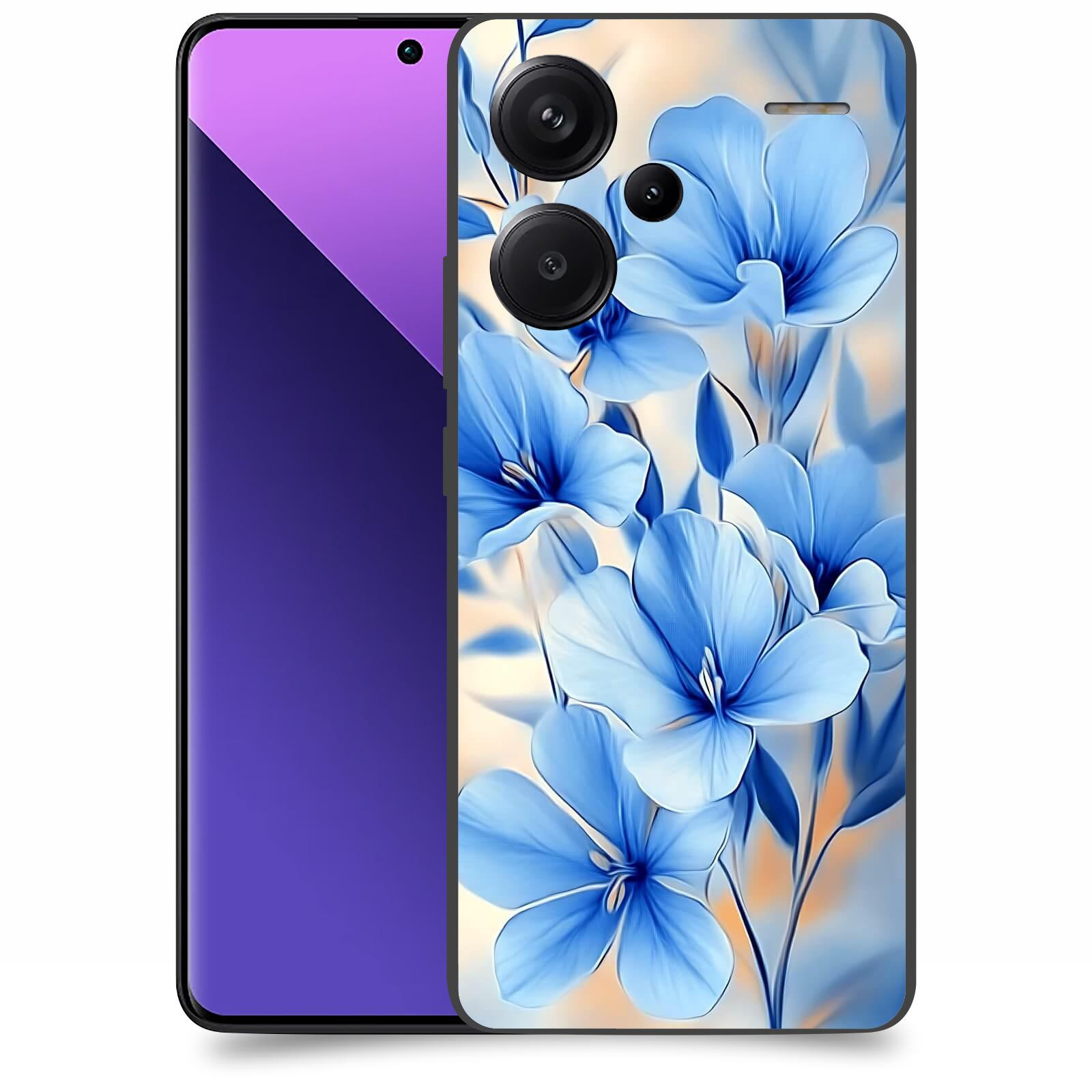 ACOVER Kryt na mobil Xiaomi Redmi Note 13 Pro+ 5G - Modré květiny.