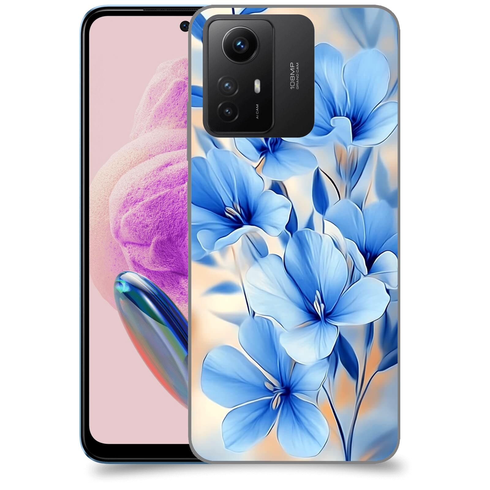 ACOVER Kryt na mobil Xiaomi Redmi Note 12S - Modré květiny.
