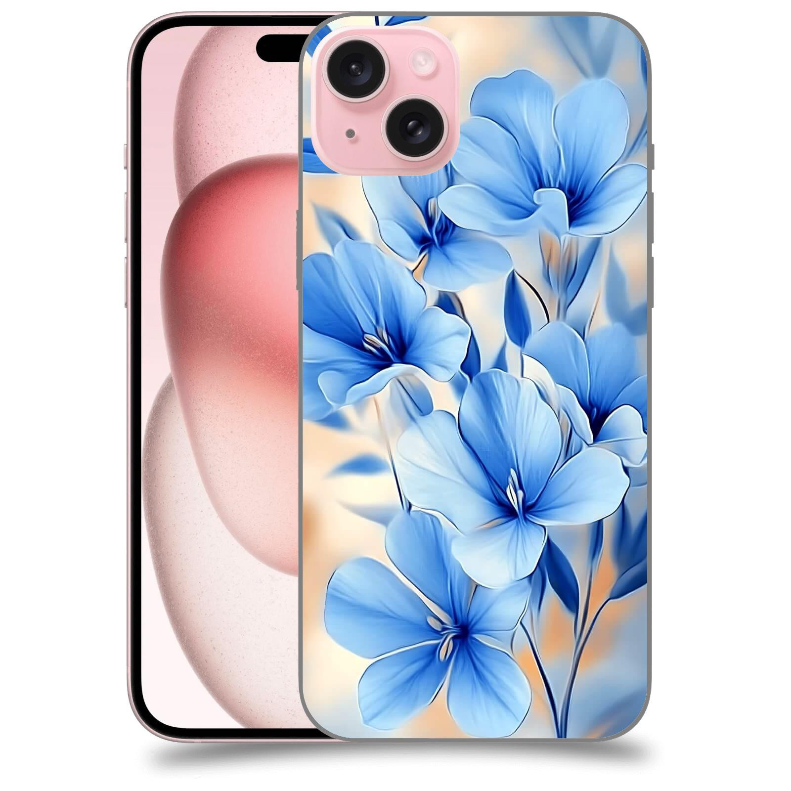 ACOVER Kryt na mobil Apple iPhone 15 plus - Modré květiny.
