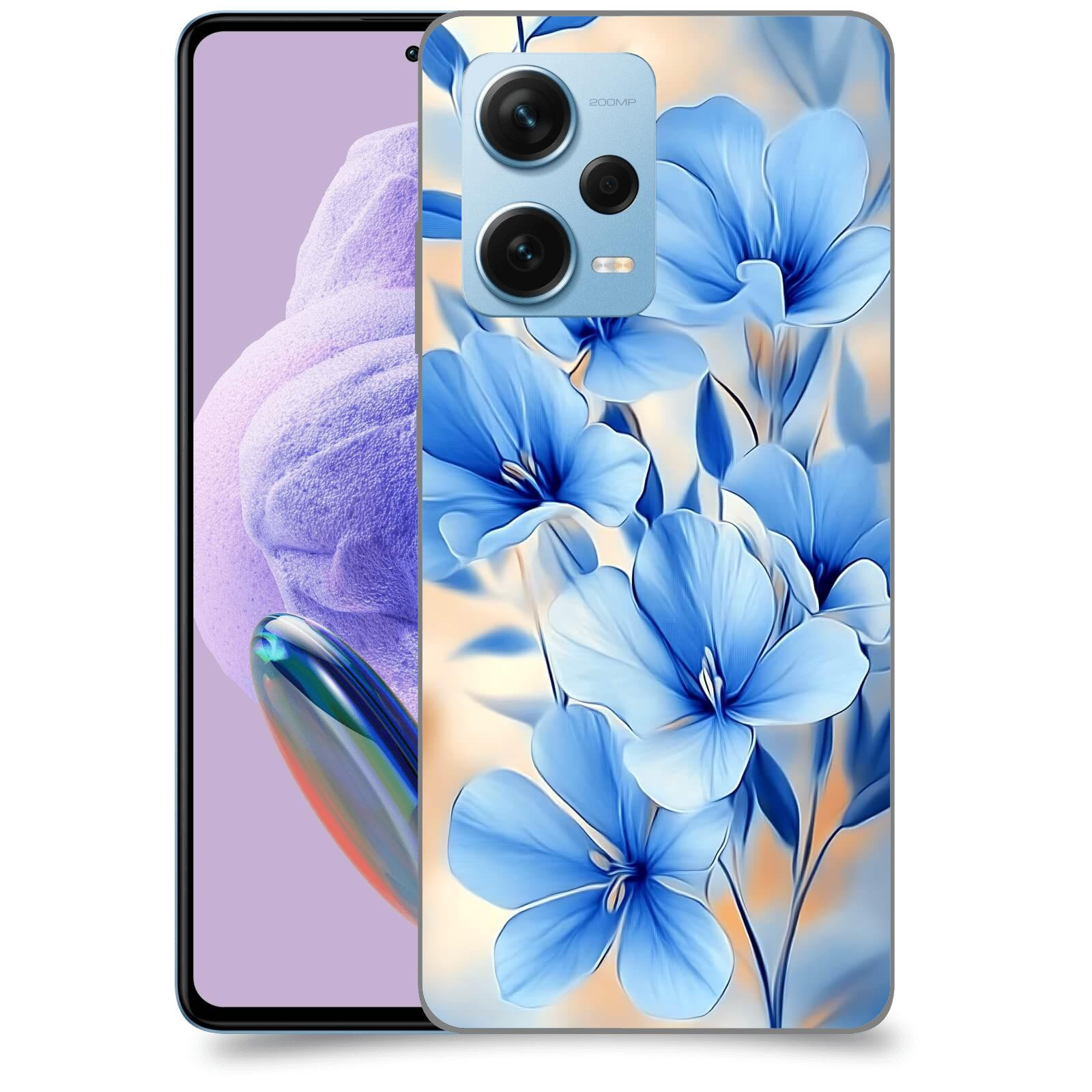 ACOVER Kryt na mobil Xiaomi Redmi Note 12 Pro+ 5G - Modré květiny.