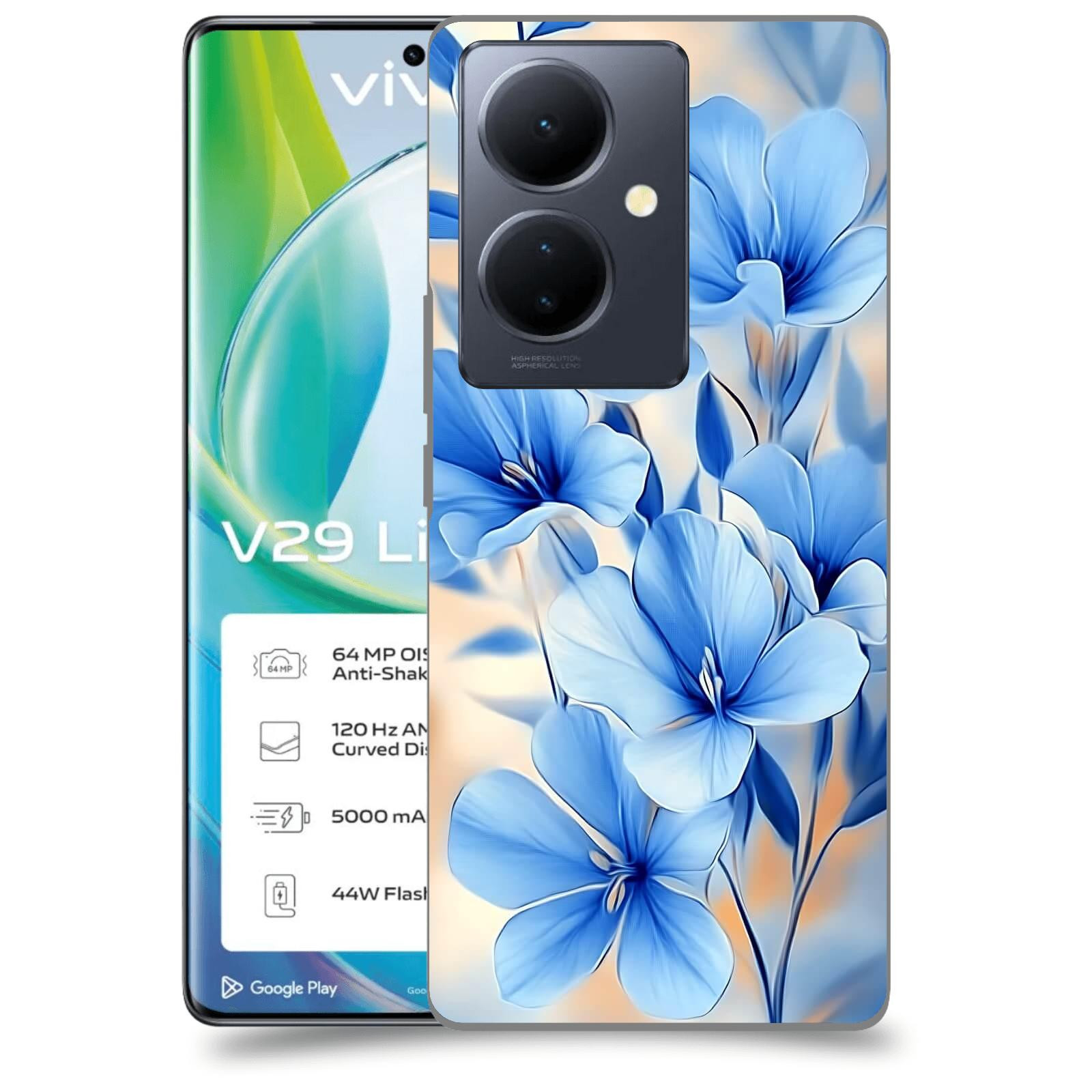 ACOVER Kryt na mobil VIVO V29 Lite 5G - Modré květiny.