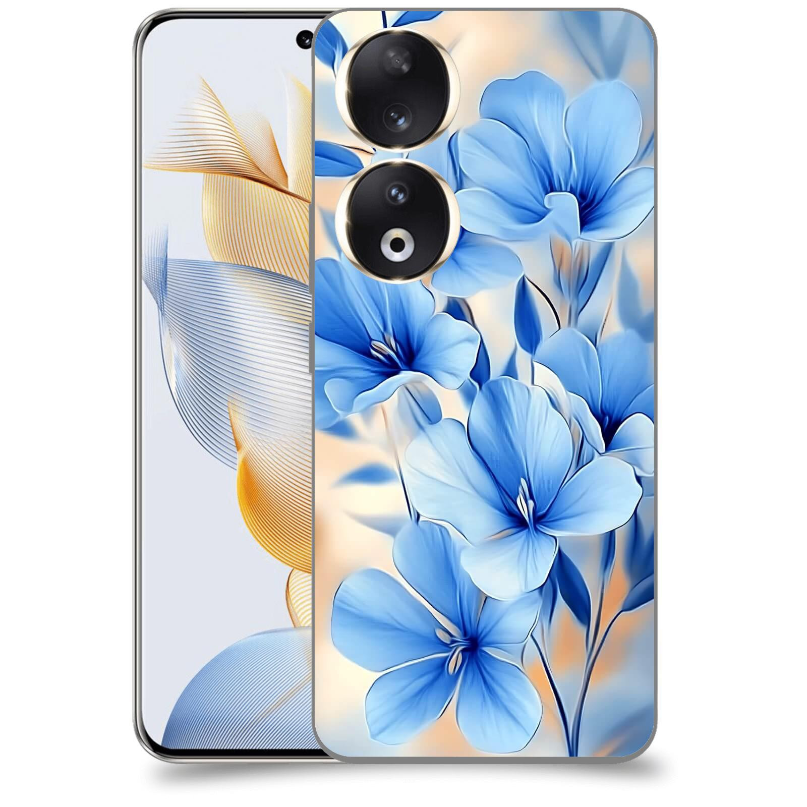 ACOVER Kryt na mobil Honor 90 - Modré květiny.