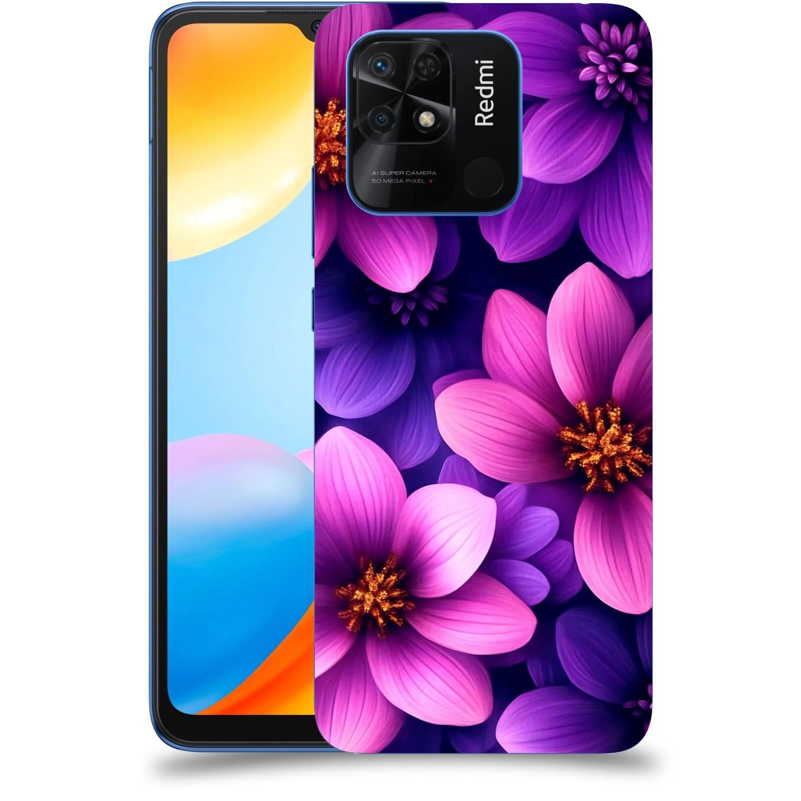 ACOVER Kryt na mobil Xiaomi Redmi 10C - Fialové květiny