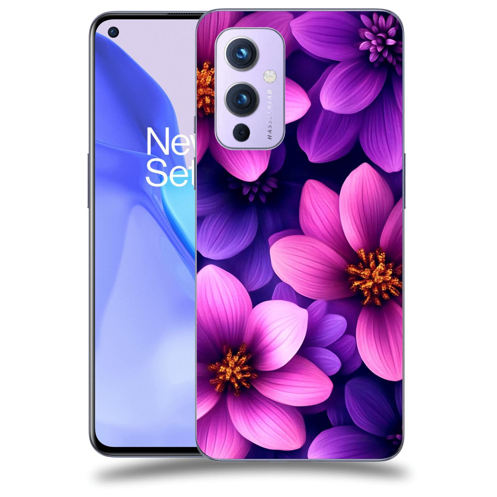 ACOVER Kryt na mobil OnePlus 9 - Fialové květiny