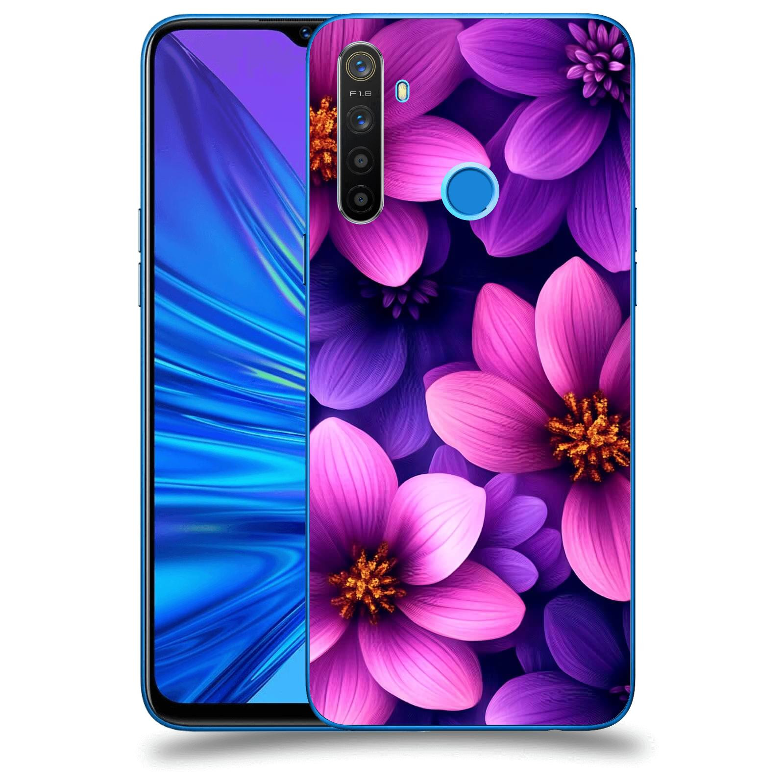 ACOVER Kryt na mobil Realme 5 - Fialové květiny