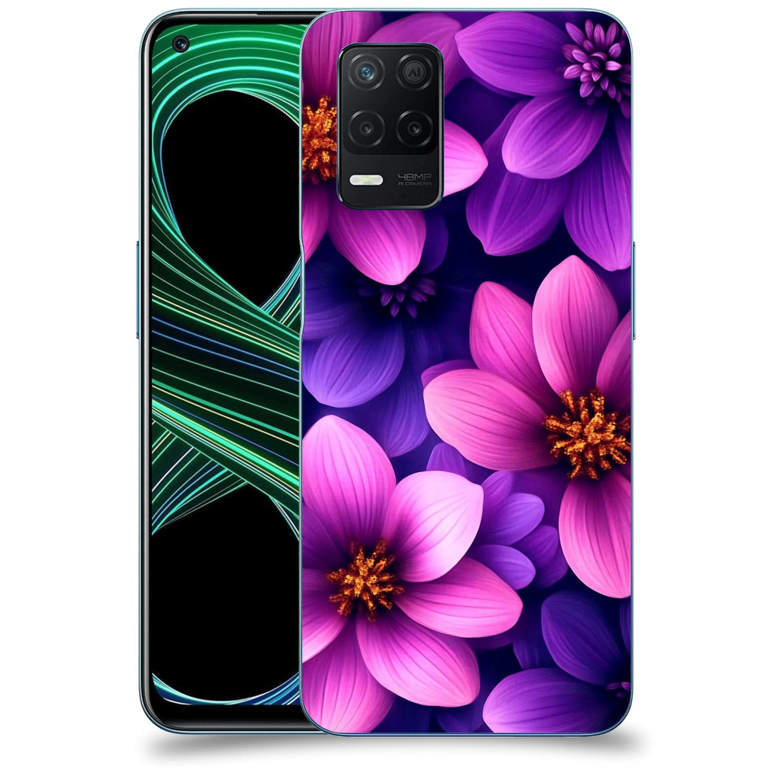 ACOVER Kryt na mobil Realme 8 5G - Fialové květiny