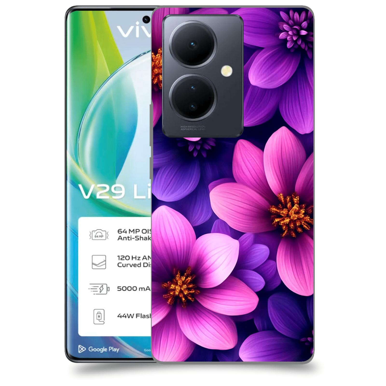 ACOVER Kryt na mobil VIVO V29 Lite 5G - Fialové květiny