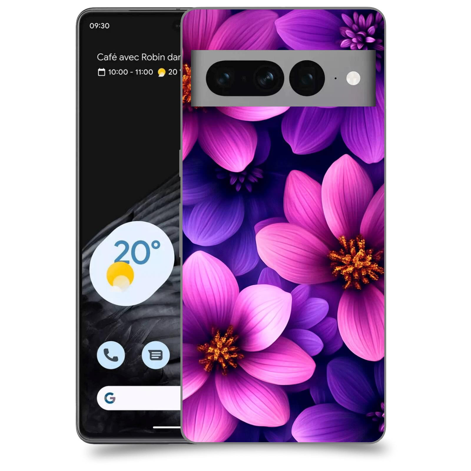 ACOVER Kryt na mobil Google pixel 7 pro - Fialové květiny