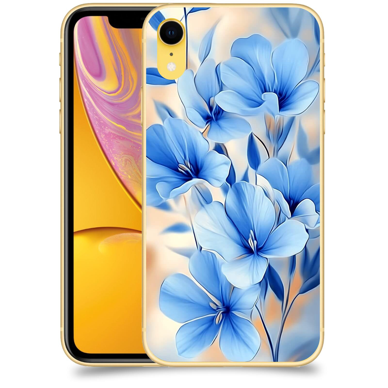 ACOVER Kryt na mobil Apple iPhone XR - Modré květiny.