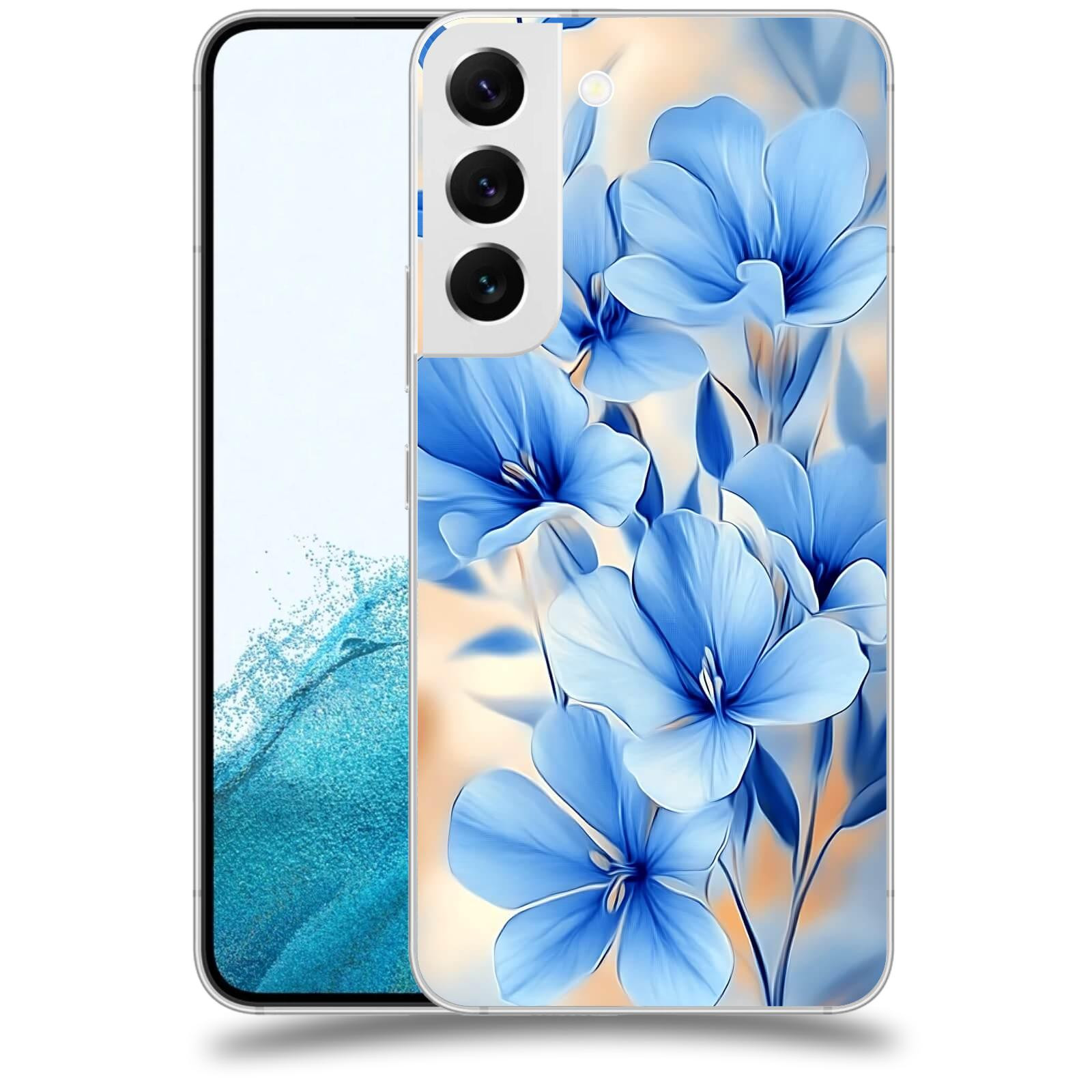 ACOVER Kryt na mobil Samsung Galaxy S22 5G - Modré květiny.