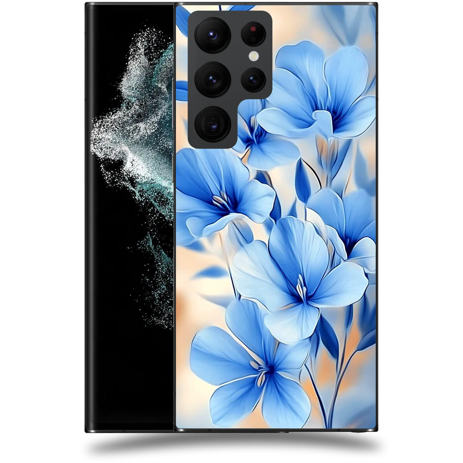 ACOVER Kryt na mobil Samsung Galaxy S22 Ultra 5G - Modré květiny.