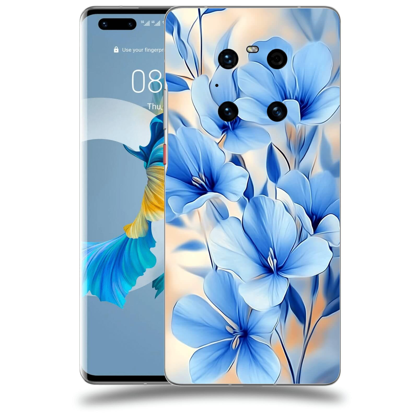 ACOVER Kryt na mobil Huawei Mate 40 Pro - Modré květiny.