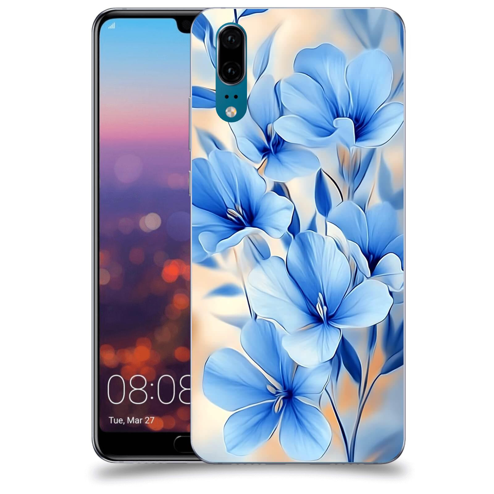 ACOVER Kryt na mobil Huawei P20 - Modré květiny.