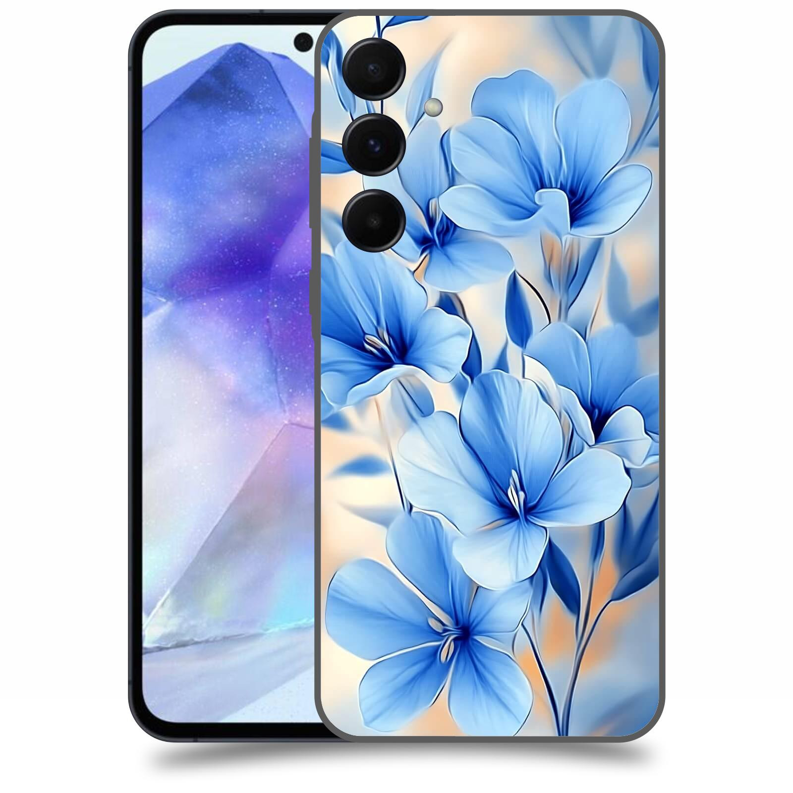 ACOVER Kryt na mobil Samsung Galaxy A55 5G - Modré květiny.