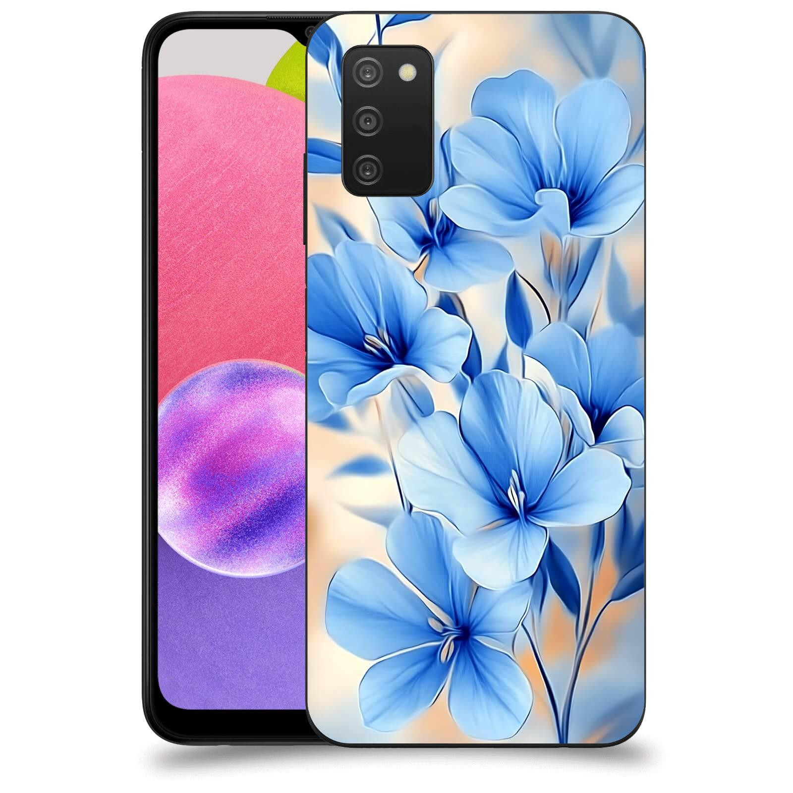 ACOVER Kryt na mobil Samsung Galaxy A03s A037G - Modré květiny.