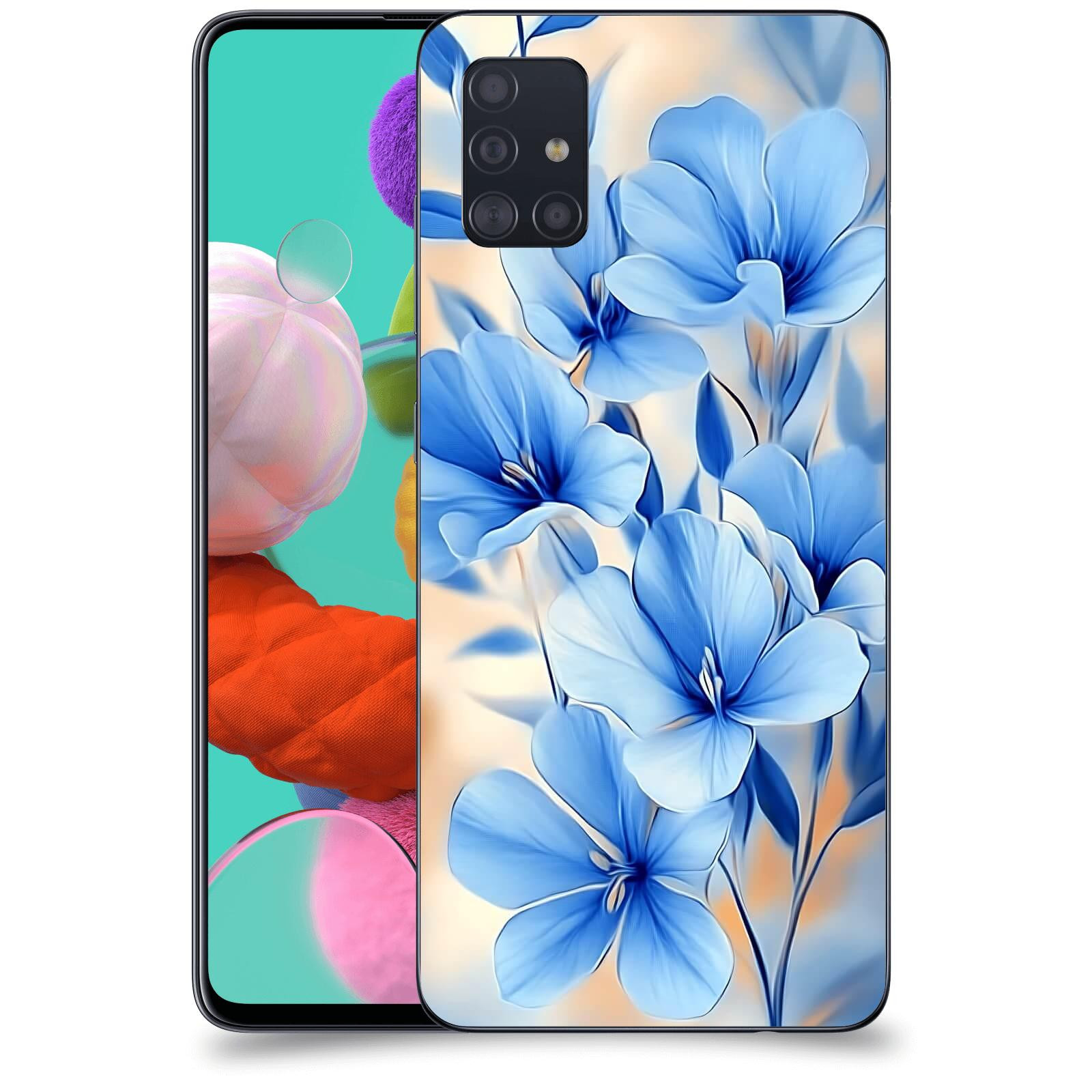 ACOVER Kryt na mobil Samsung Galaxy A51 A515F - Modré květiny.