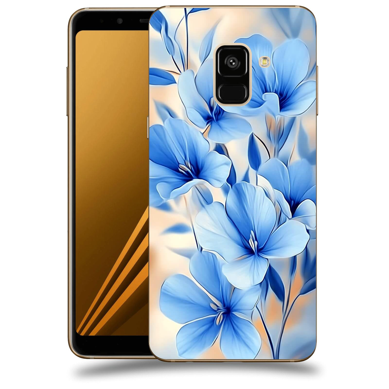 ACOVER Kryt na mobil Samsung Galaxy A8 2018 A530F - Modré květiny.