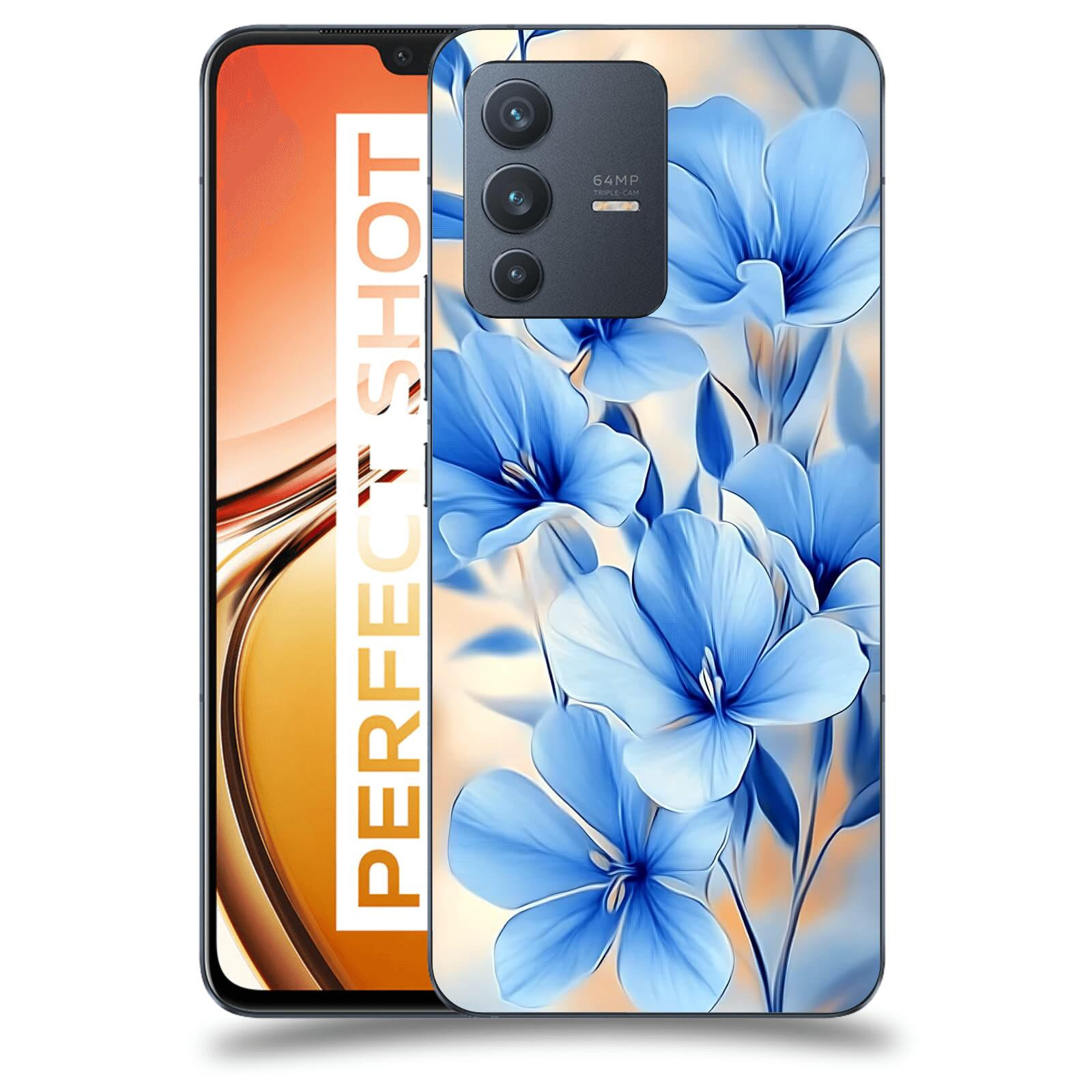 ACOVER Kryt na mobil Vivo V23 5G - Modré květiny.