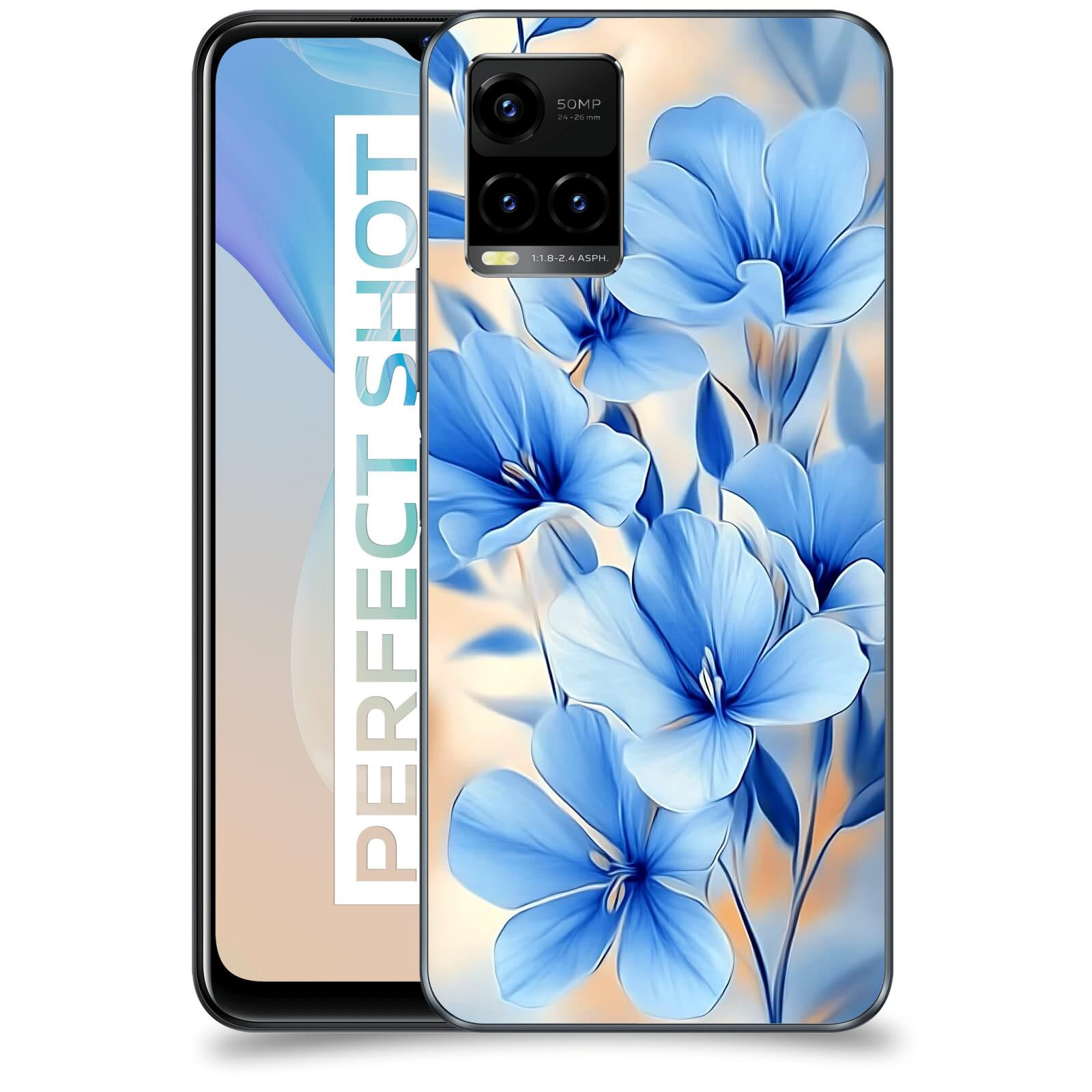 ACOVER Kryt na mobil Vivo Y33s - Modré květiny.
