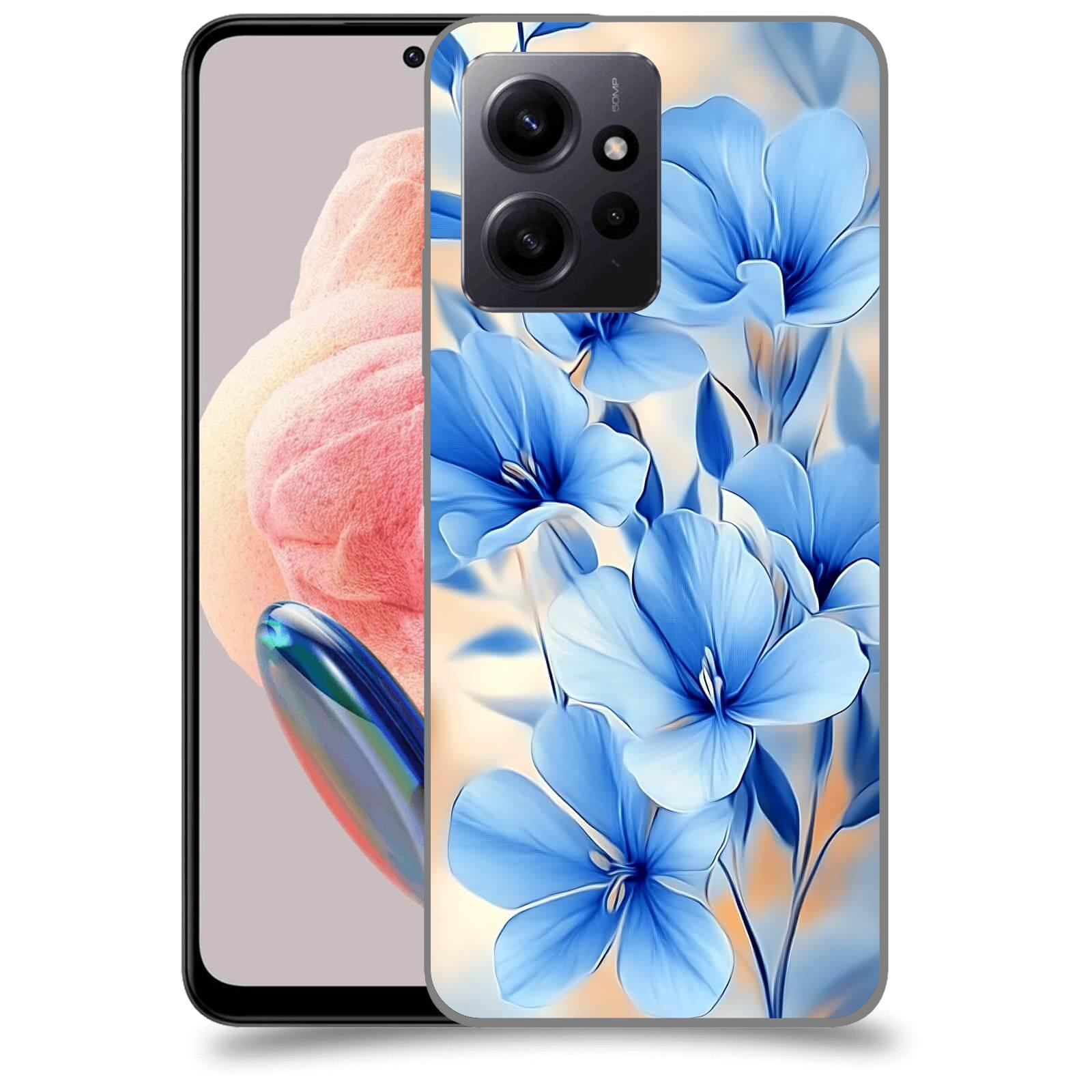 ACOVER Kryt na mobil Xiaomi Redmi Note 12 4G - Modré květiny.