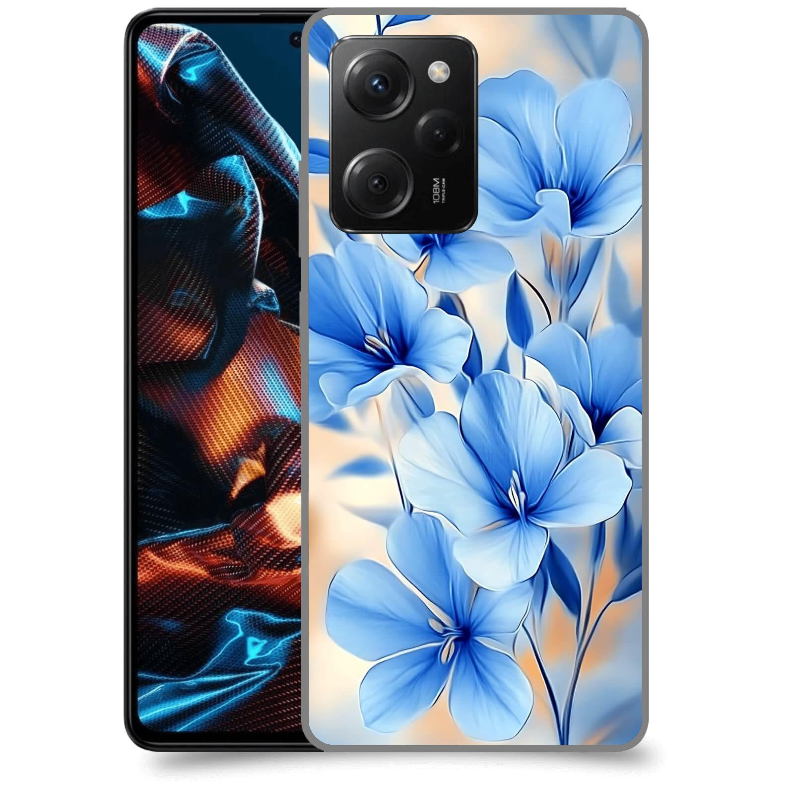 ACOVER Kryt na mobil Xiaomi Poco X5 Pro - Modré květiny.