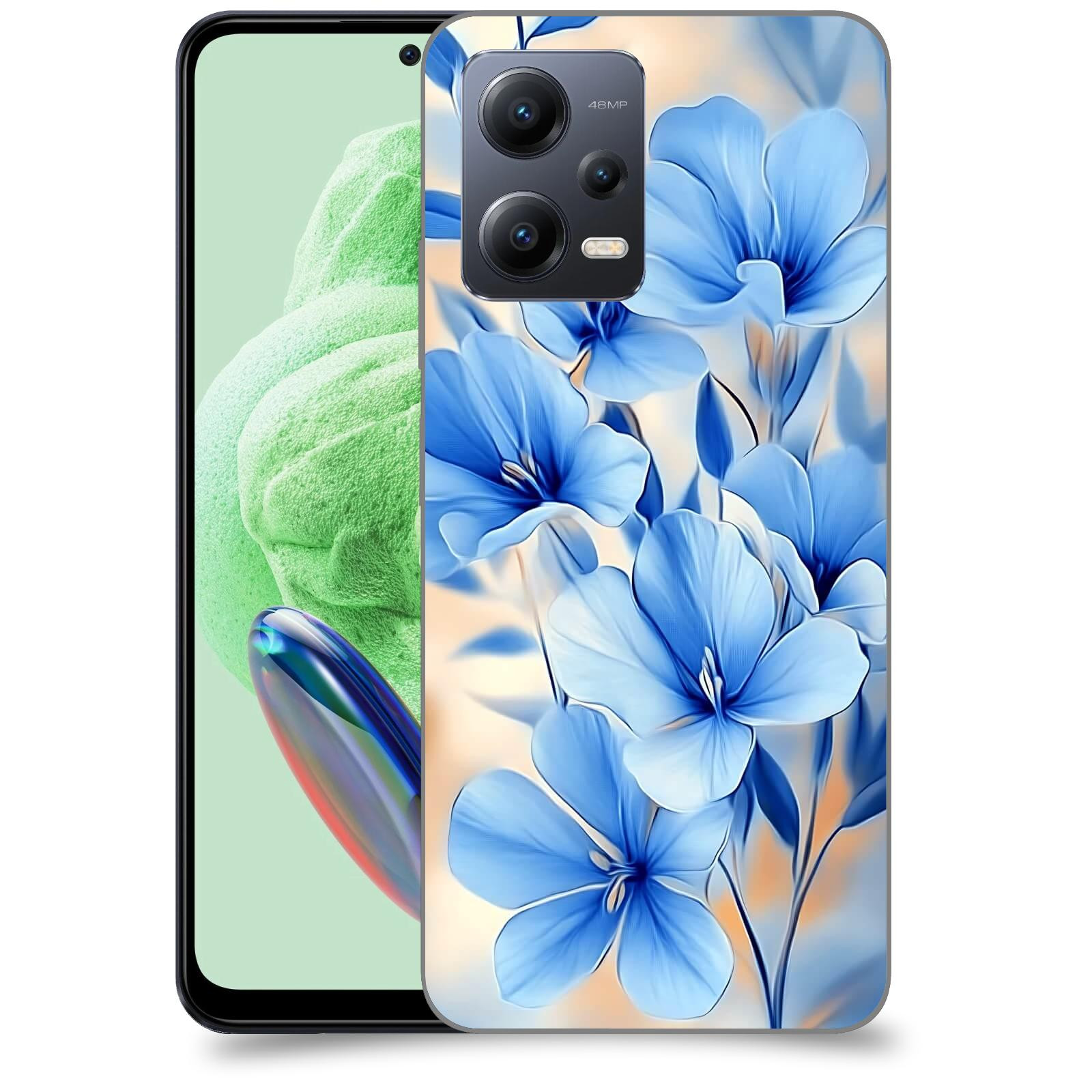 ACOVER Kryt na mobil Xiaomi Redmi Note 12 PRO 5G - Modré květiny.