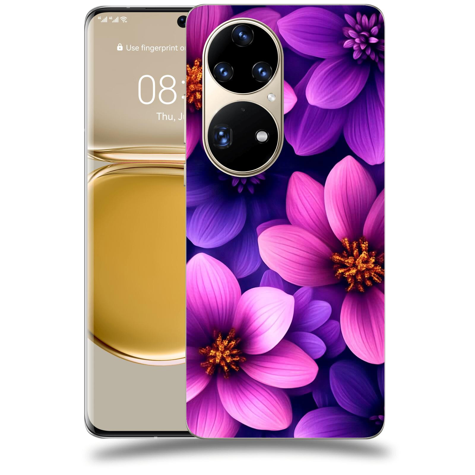 ACOVER Kryt na mobil Huawei P50 - Fialové květiny