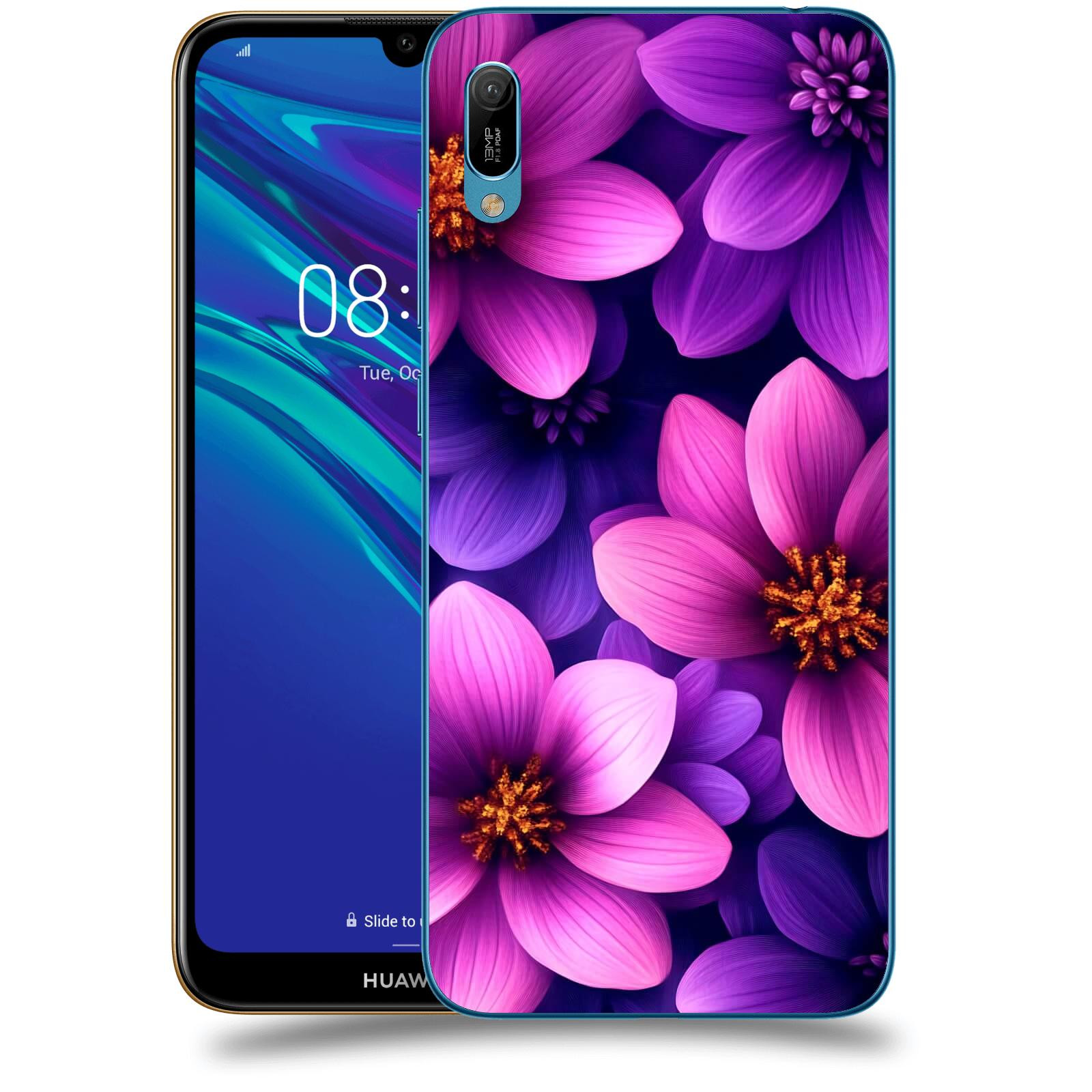 ACOVER Kryt na mobil Huawei Y6 2019 - Fialové květiny