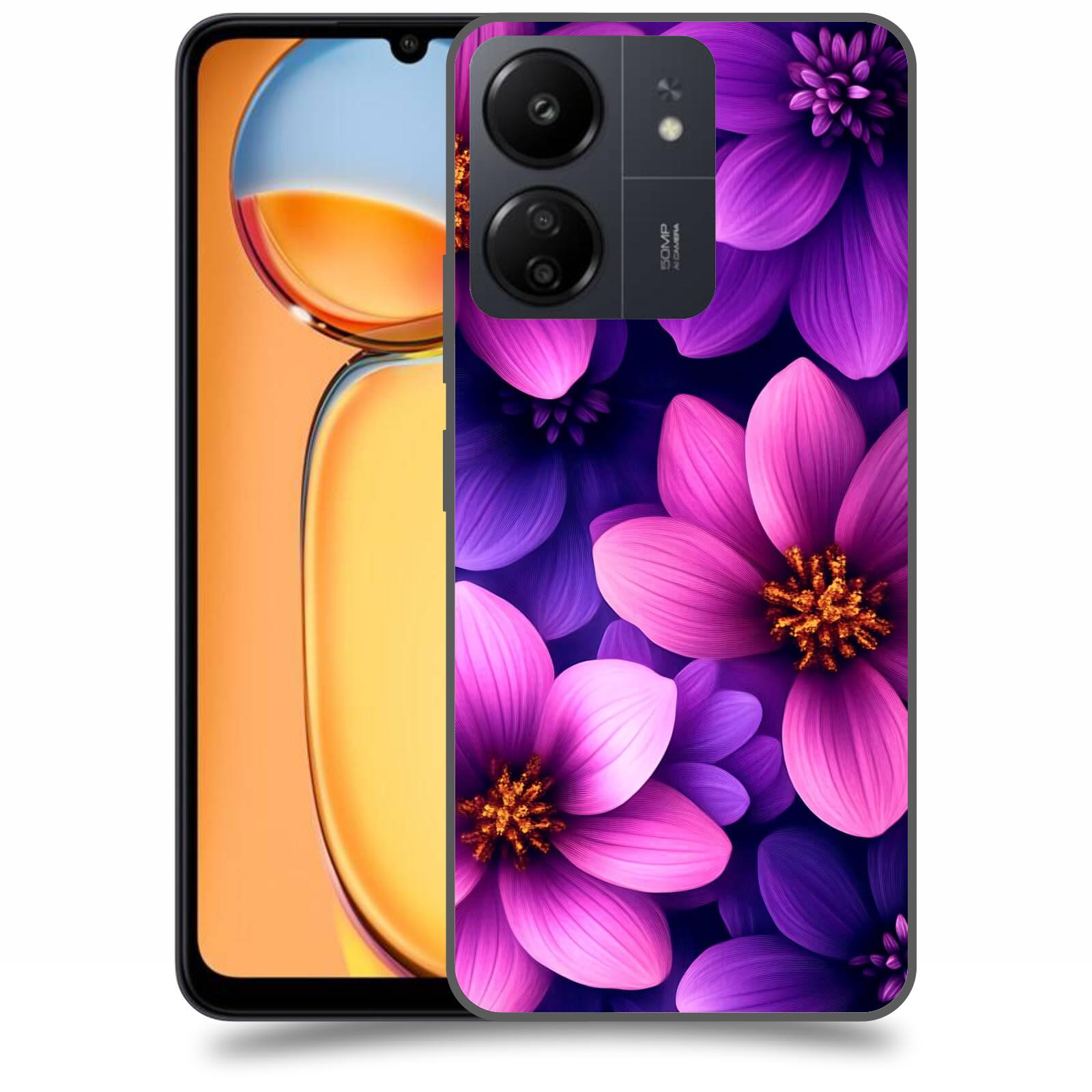 ACOVER Kryt na mobil Xiaomi Redmi 13C 4G  Fialové květiny