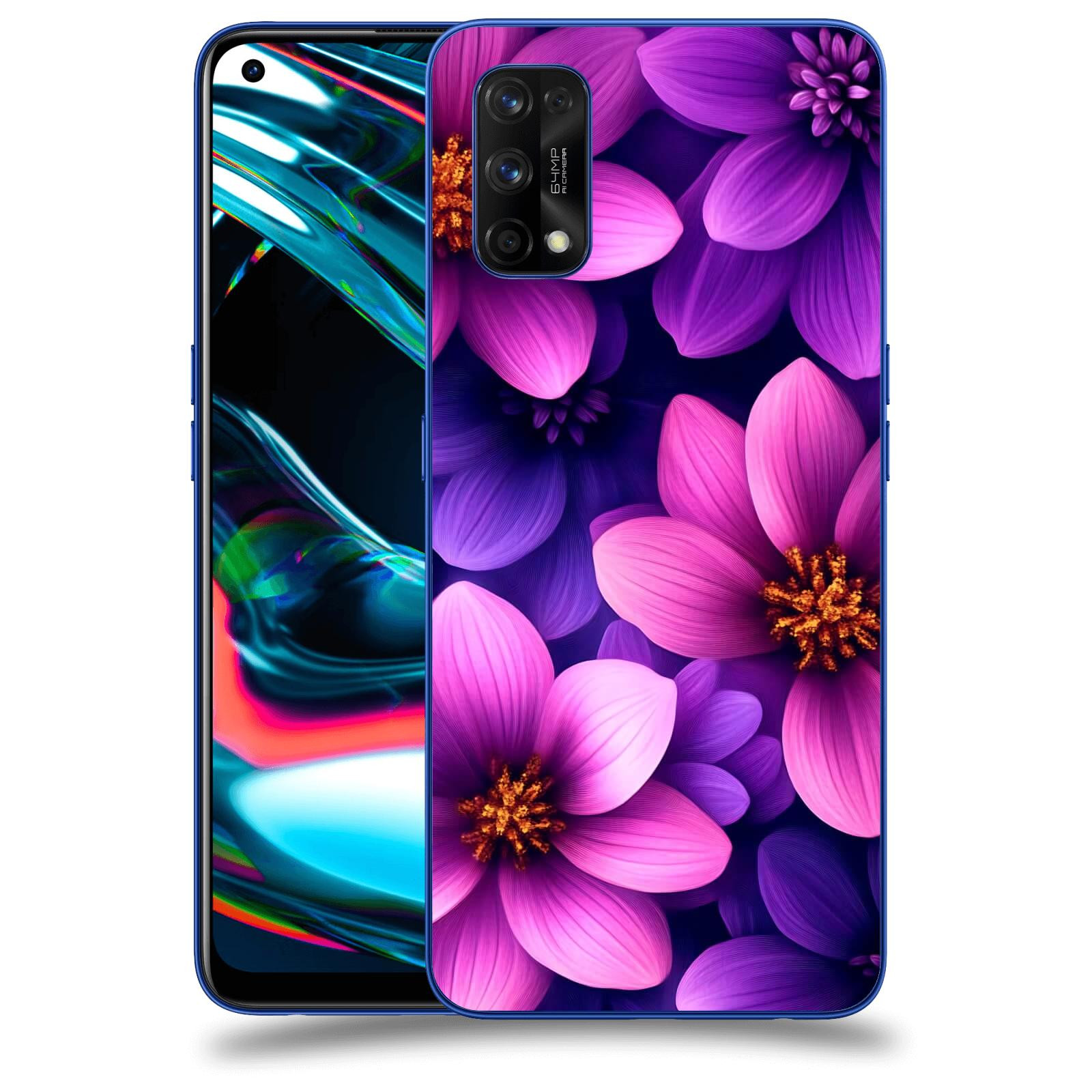 ACOVER Kryt na mobil Realme 7 Pro - Fialové květiny