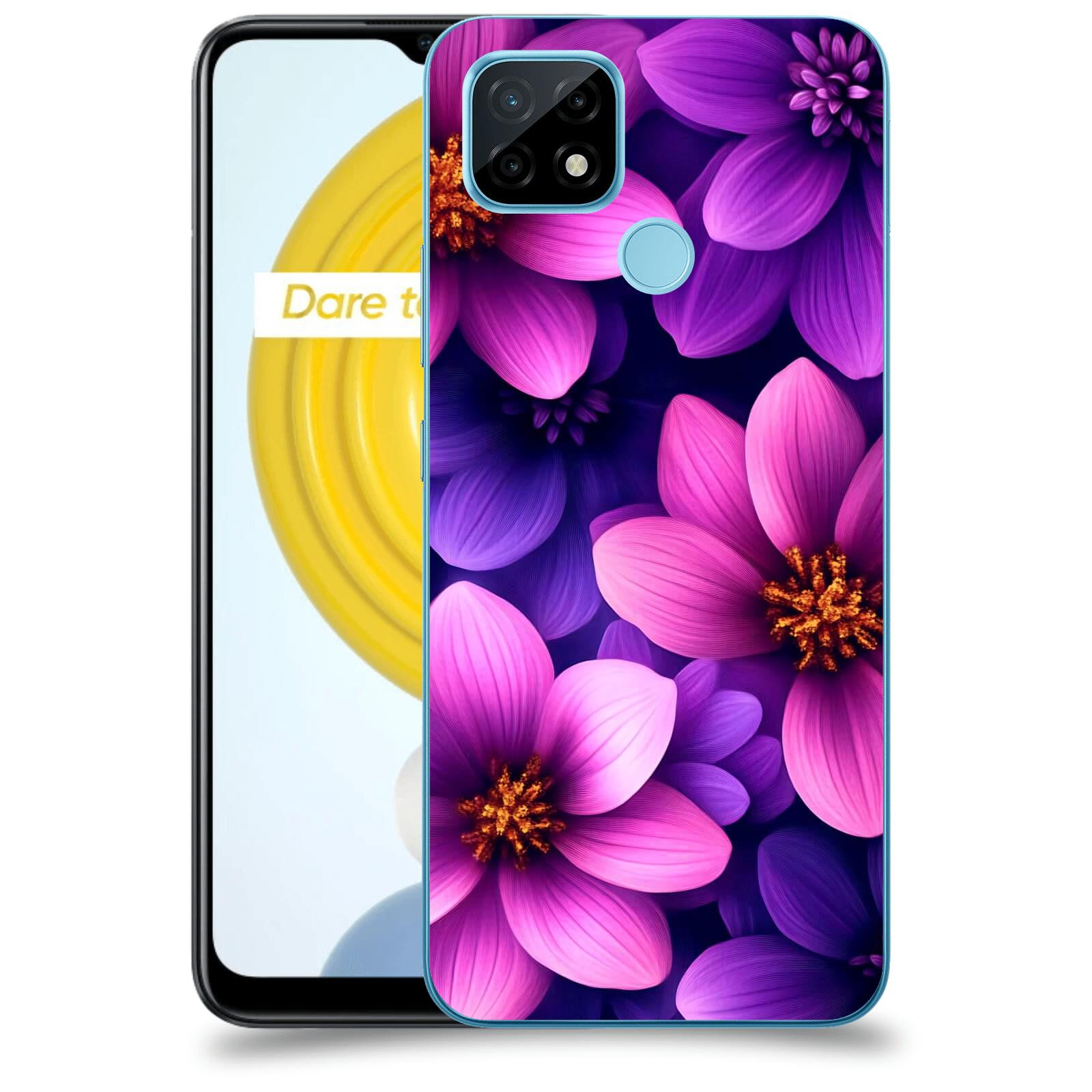 ACOVER Kryt na mobil Realme C21 - Fialové květiny