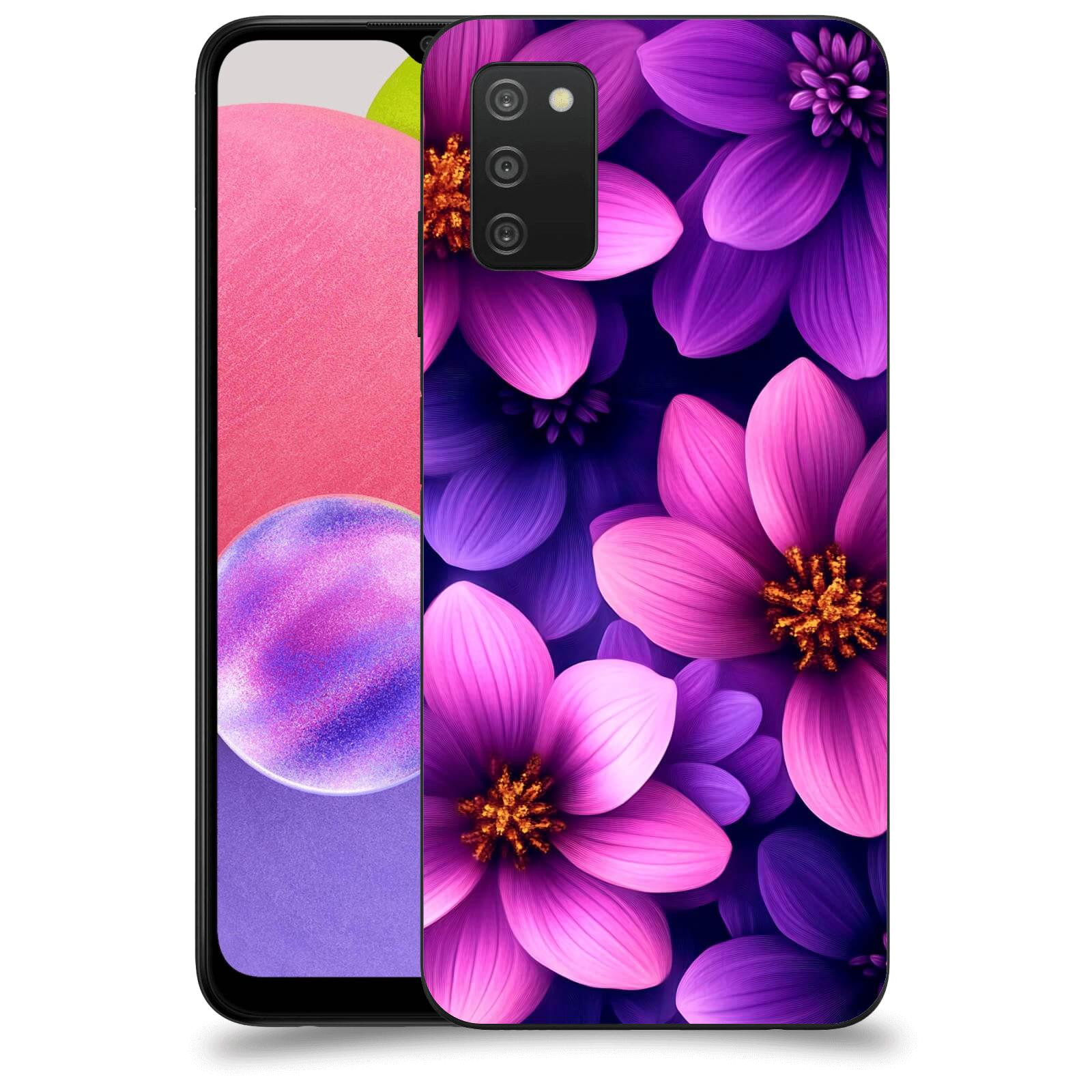ACOVER Kryt na mobil Samsung Galaxy A03s A037G - Fialové květiny