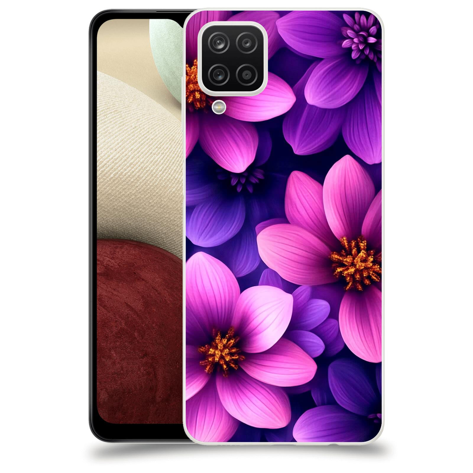 ACOVER Kryt na mobil Samsung Galaxy A12 A125F - Fialové květiny