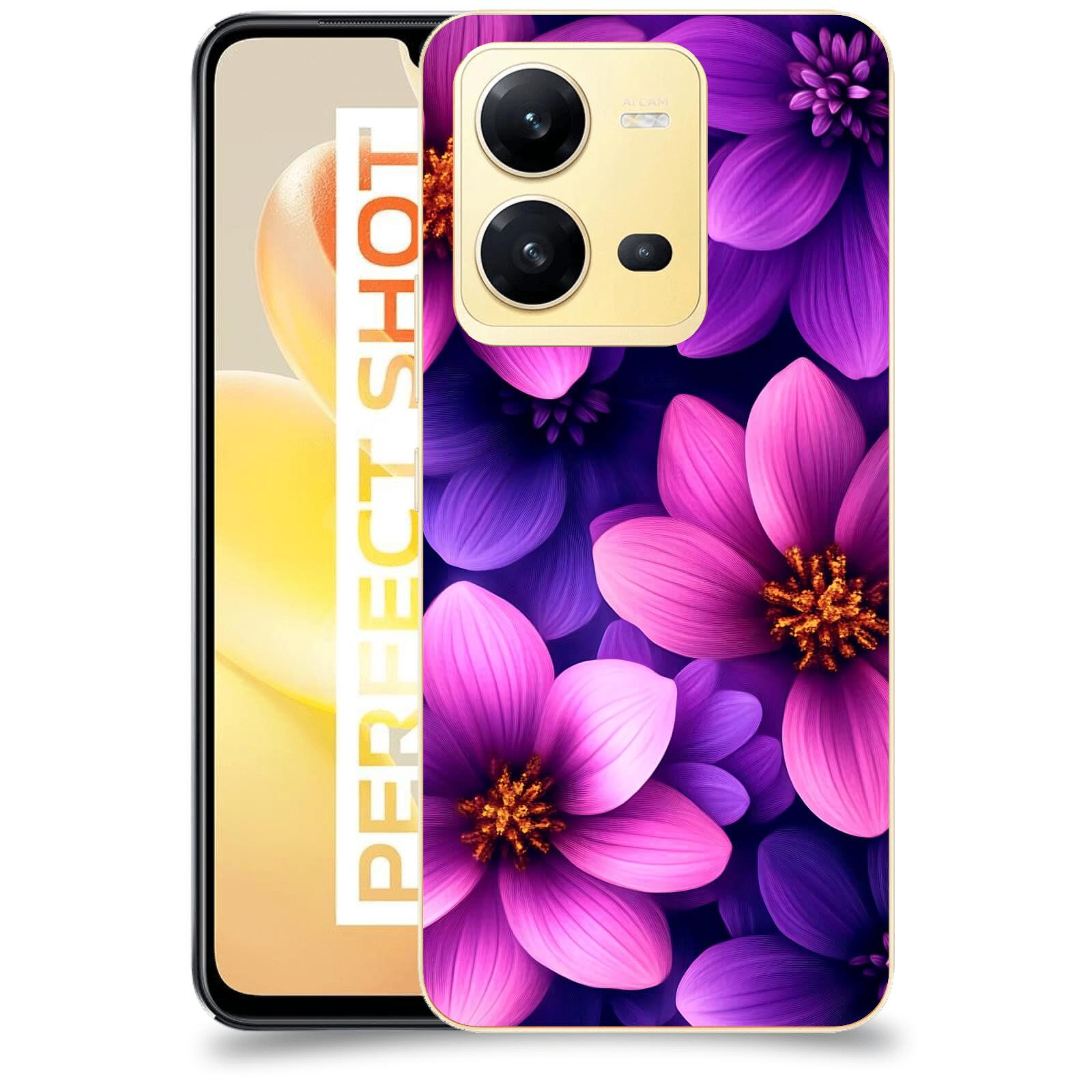 ACOVER Kryt na mobil Vivo X80 Lite - Fialové květiny