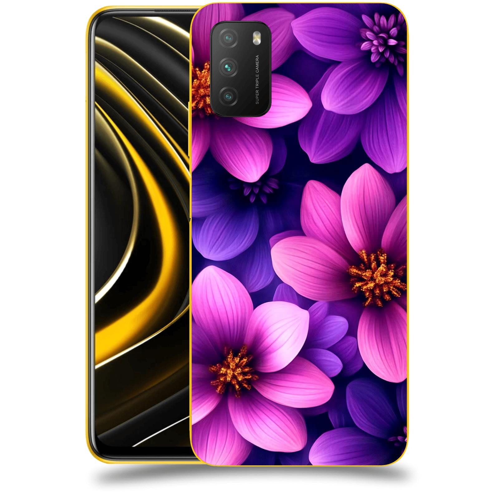 ACOVER Kryt na mobil Xiaomi Poco M3 - Fialové květiny