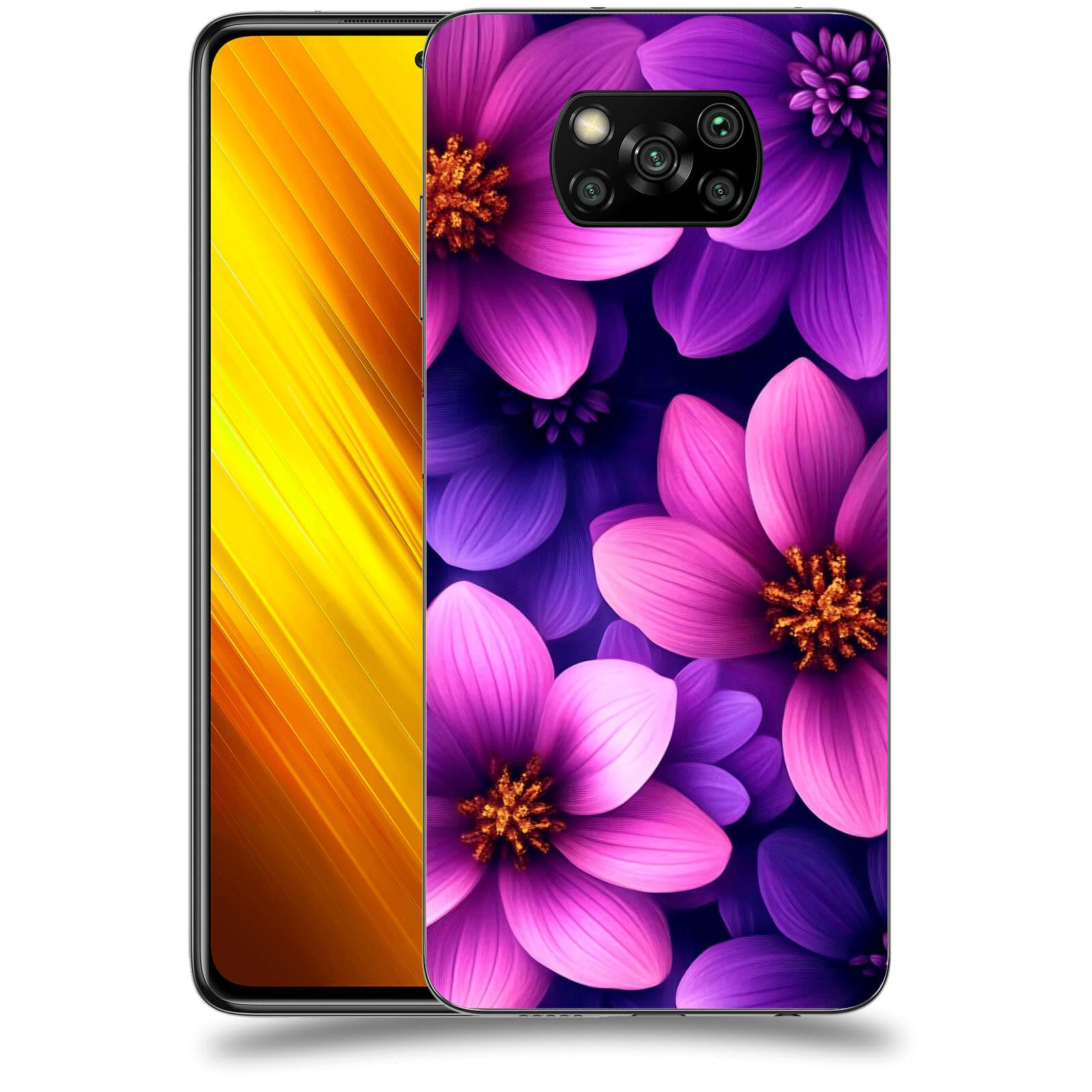 ACOVER Kryt na mobil Xiaomi Poco X3 - Fialové květiny