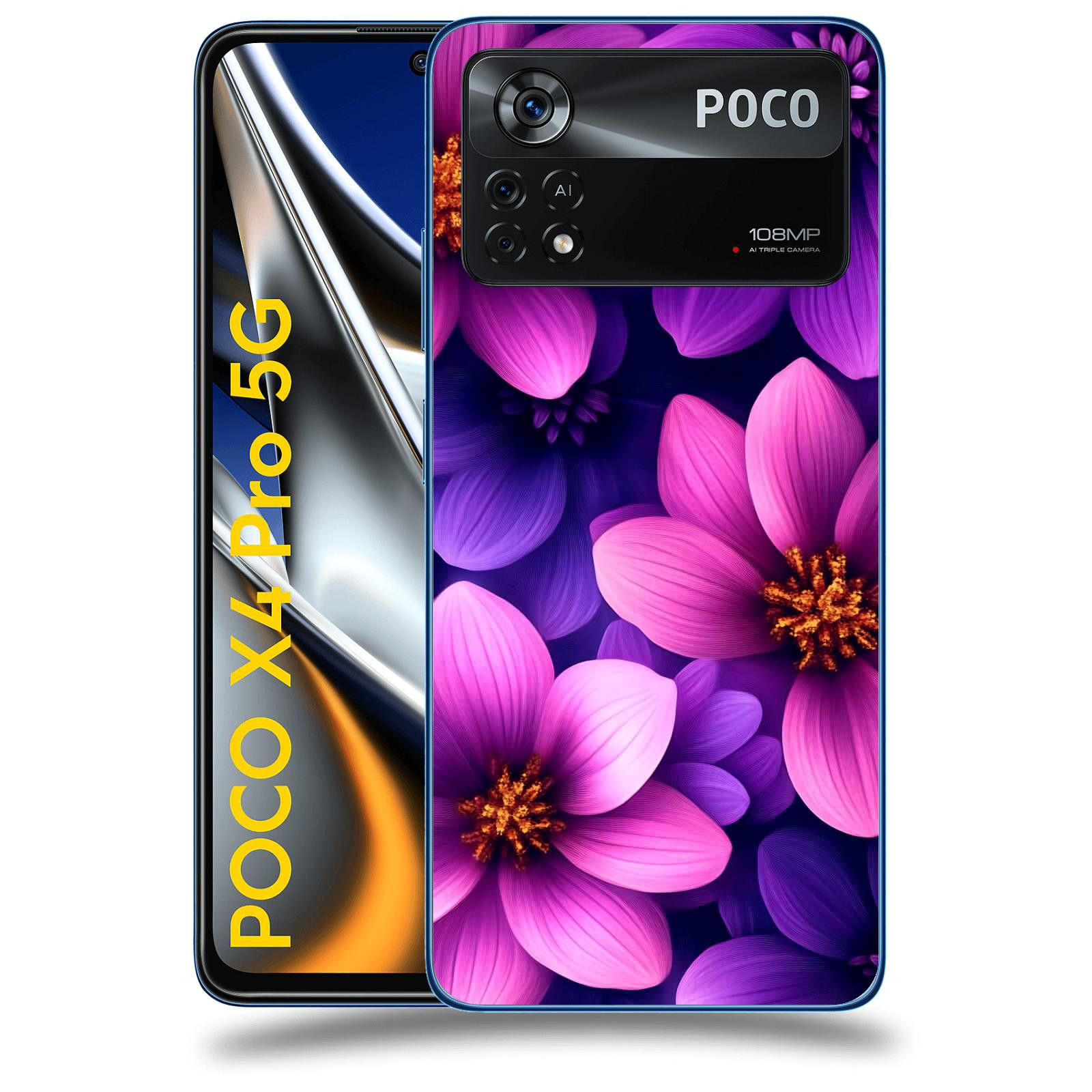 ACOVER Kryt na mobil Xiaomi Poco X4 Pro 5G - Fialové květiny