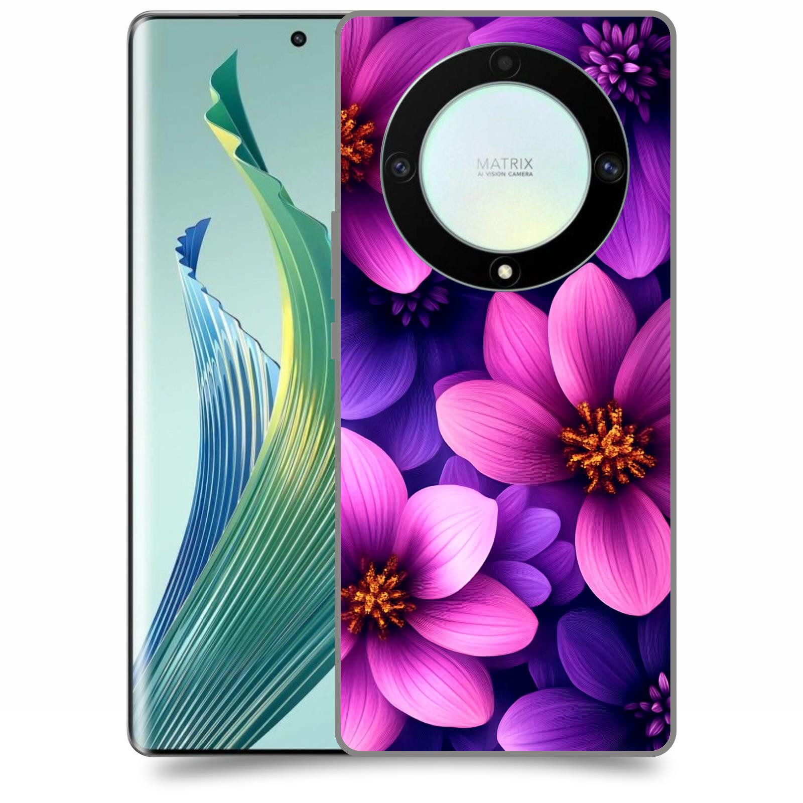 ACOVER Kryt na mobil Honor Magic 5 Lite 5G - Fialové květiny