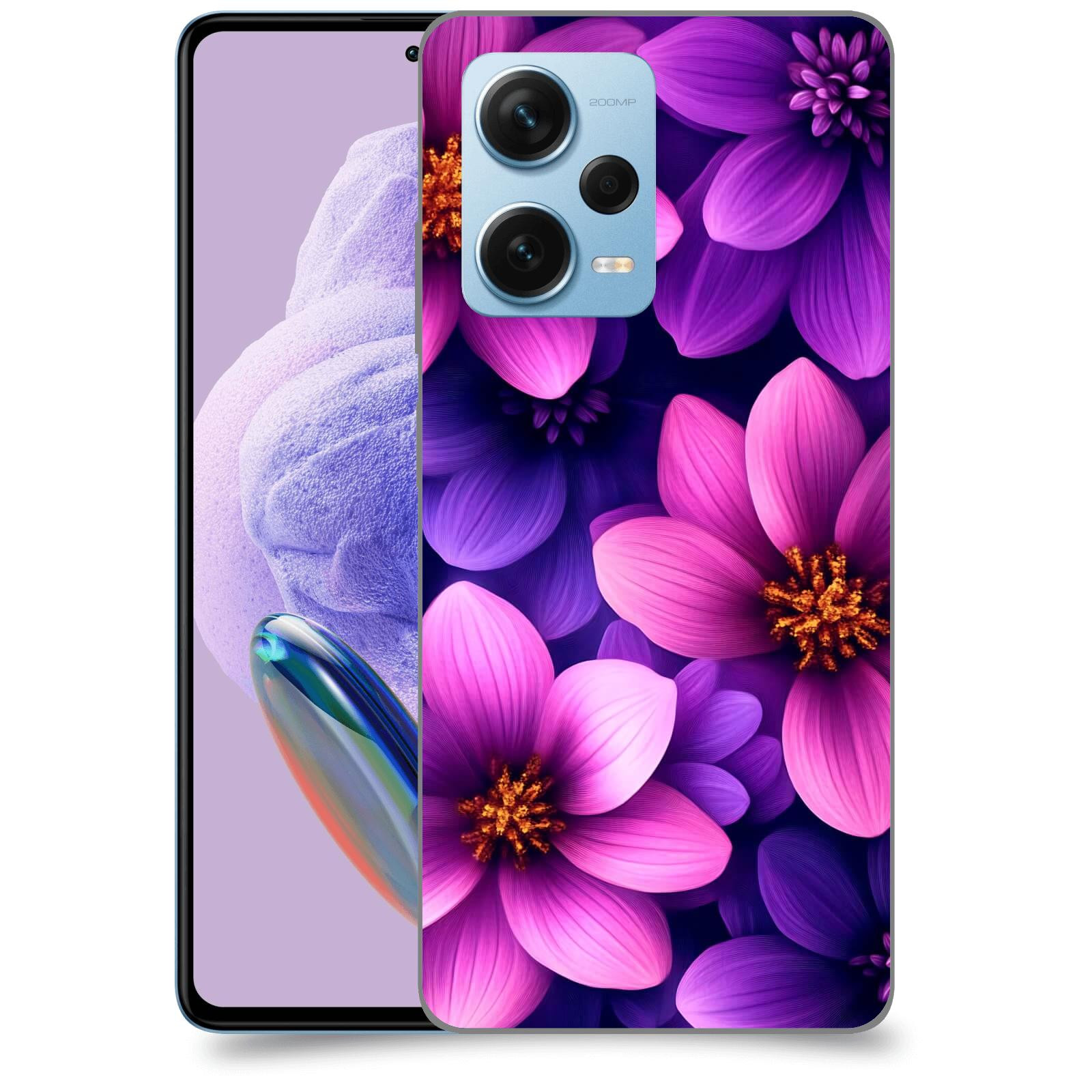 ACOVER Kryt na mobil Xiaomi Redmi Note 12 Pro+ 5G - Fialové květiny