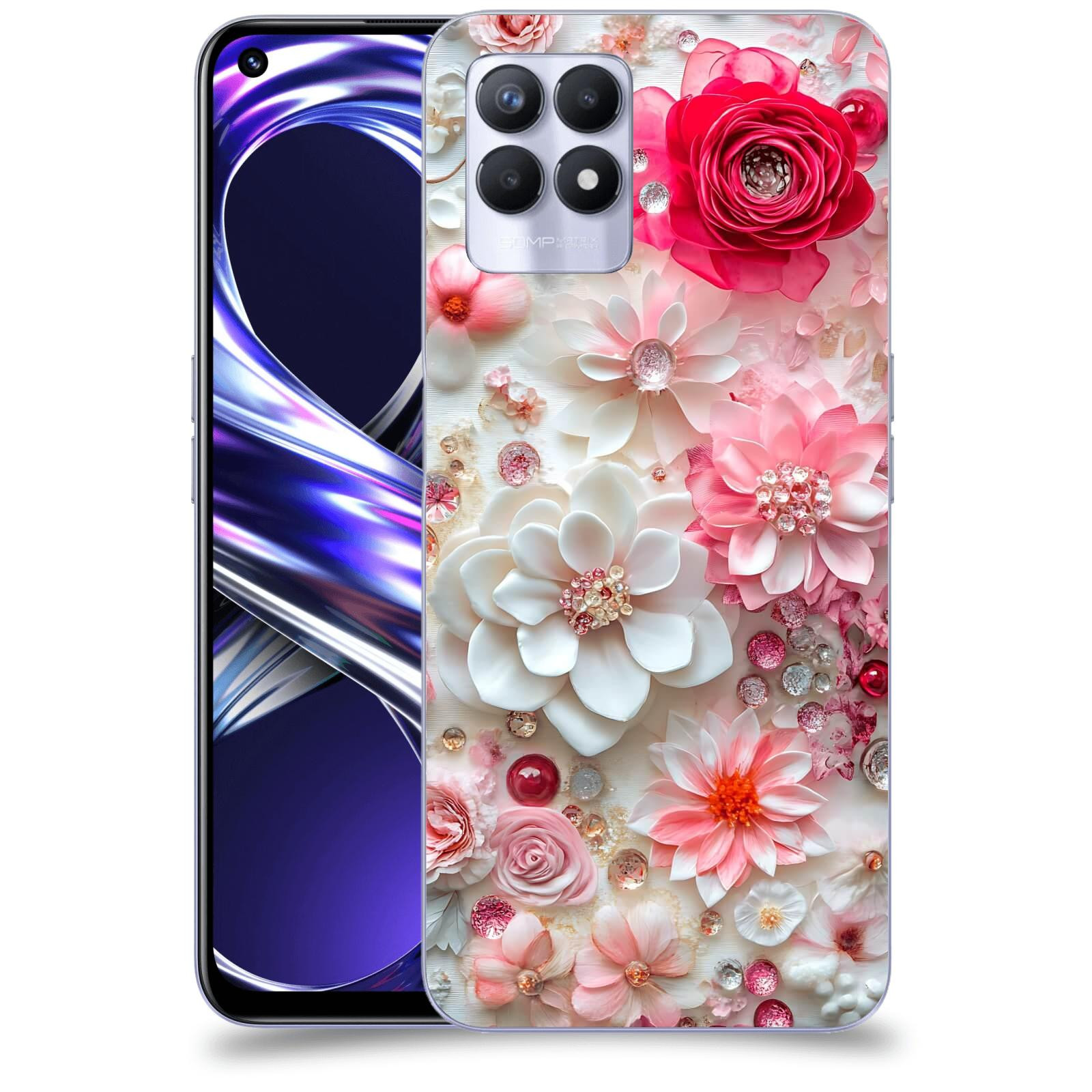 ACOVER Kryt na mobil Realme 8i - Květinový luxus