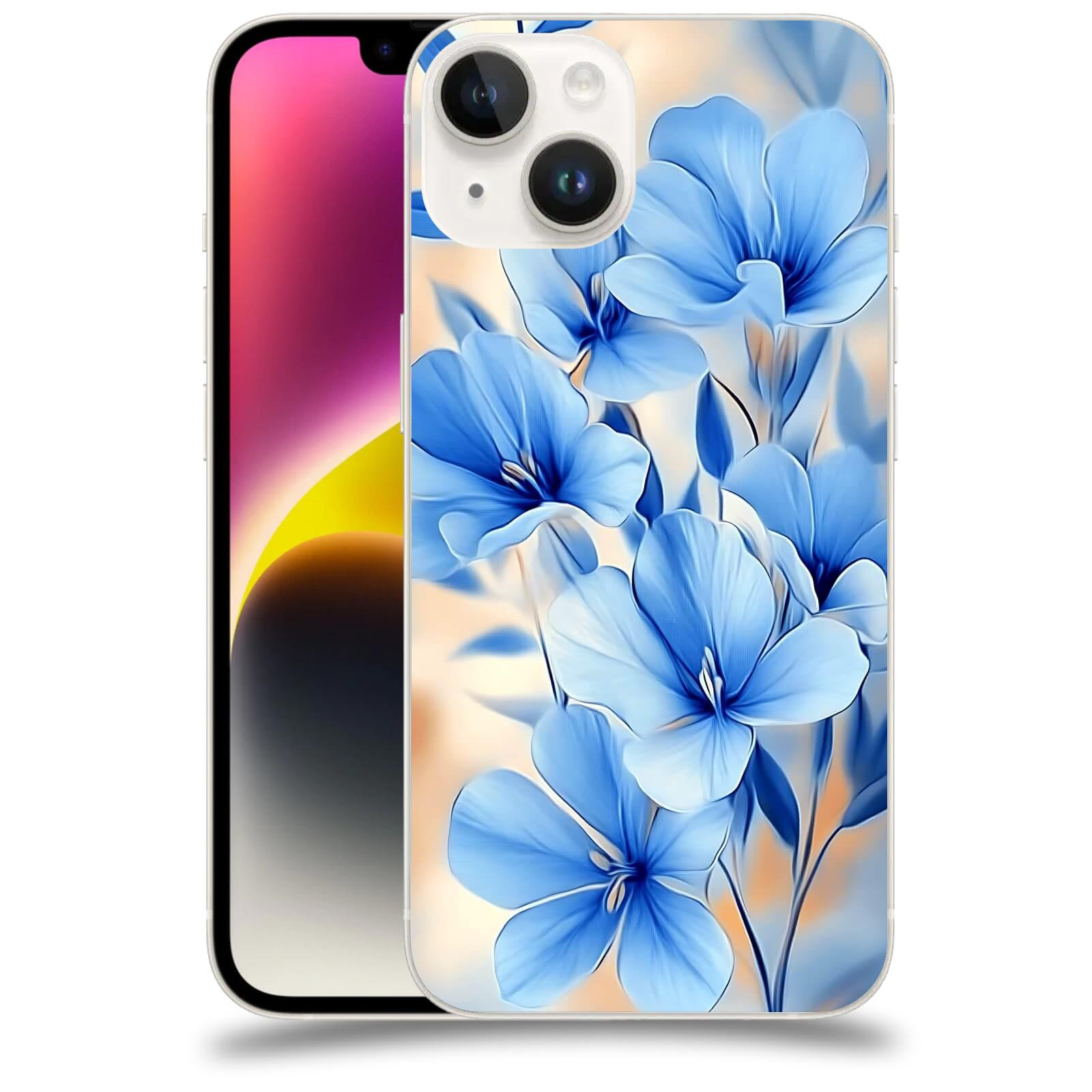 ACOVER Kryt na mobil Apple iPhone 14 - Modré květiny.