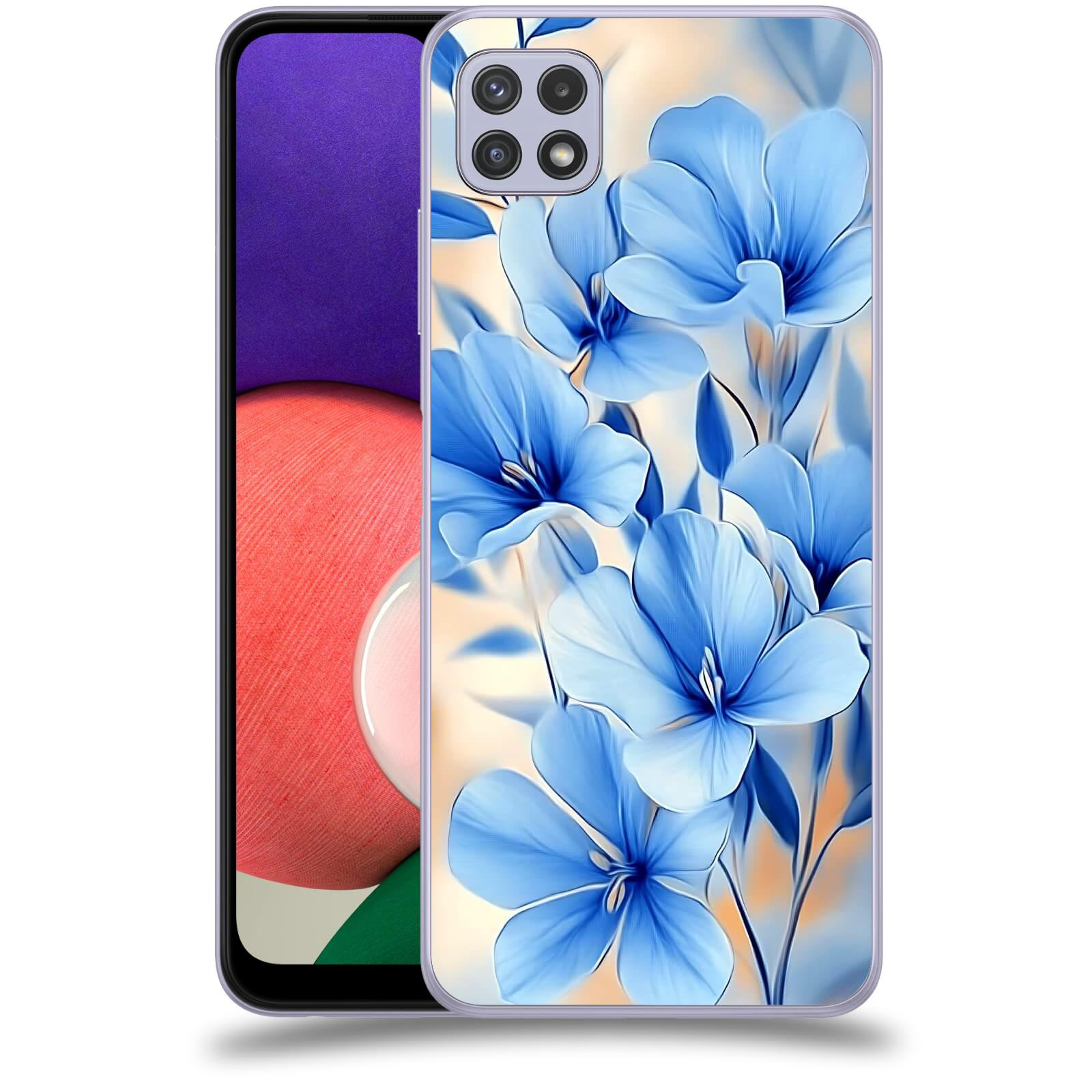 ACOVER Kryt na mobil Samsung Galaxy A22 5G A226B - Modré květiny.
