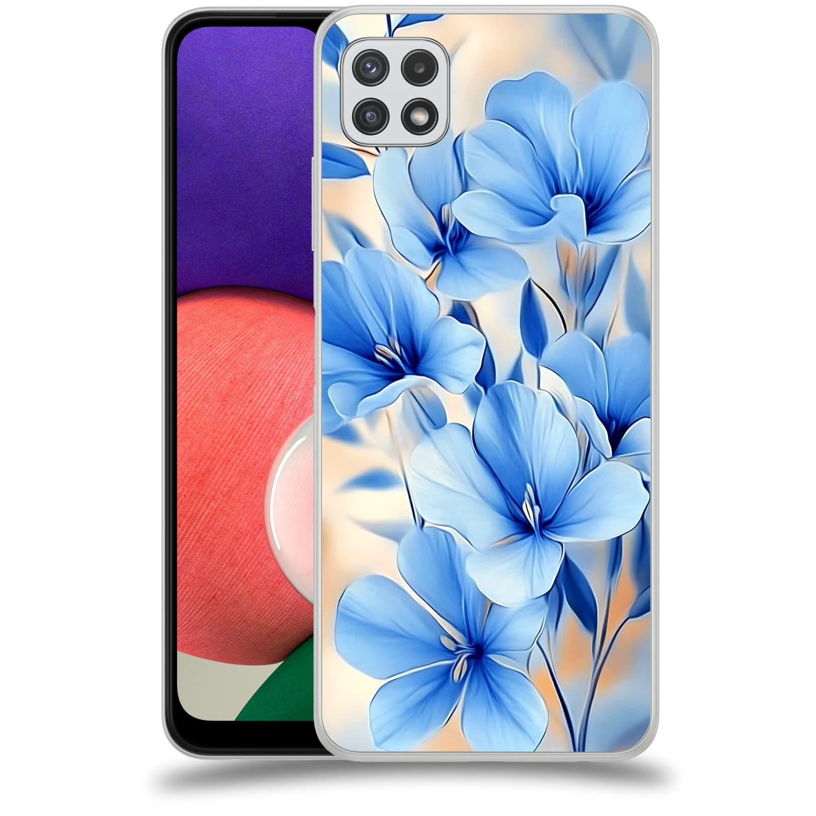 ACOVER Kryt na mobil Samsung Galaxy A22 A225F - Modré květiny.